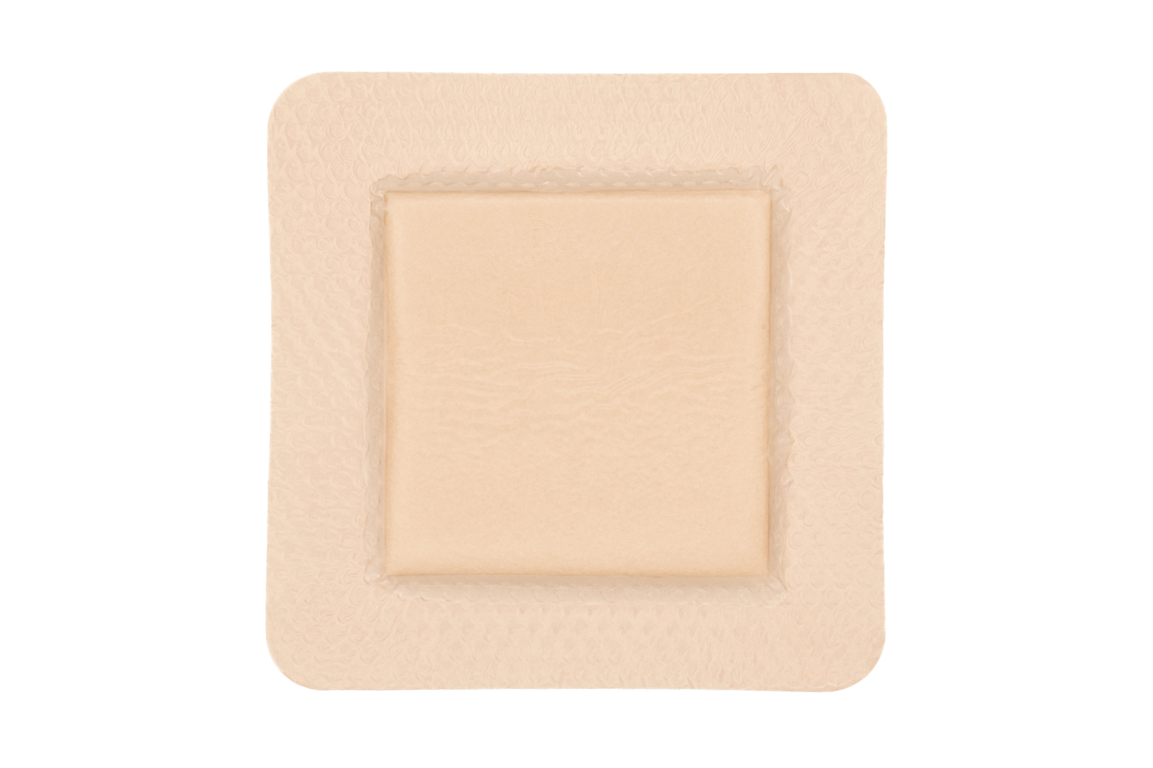 ZeniFOAM Ag Gentle Border Polyurethane Foam Dressing, 6x6", Sterile, Silicone Adhesive, Tan