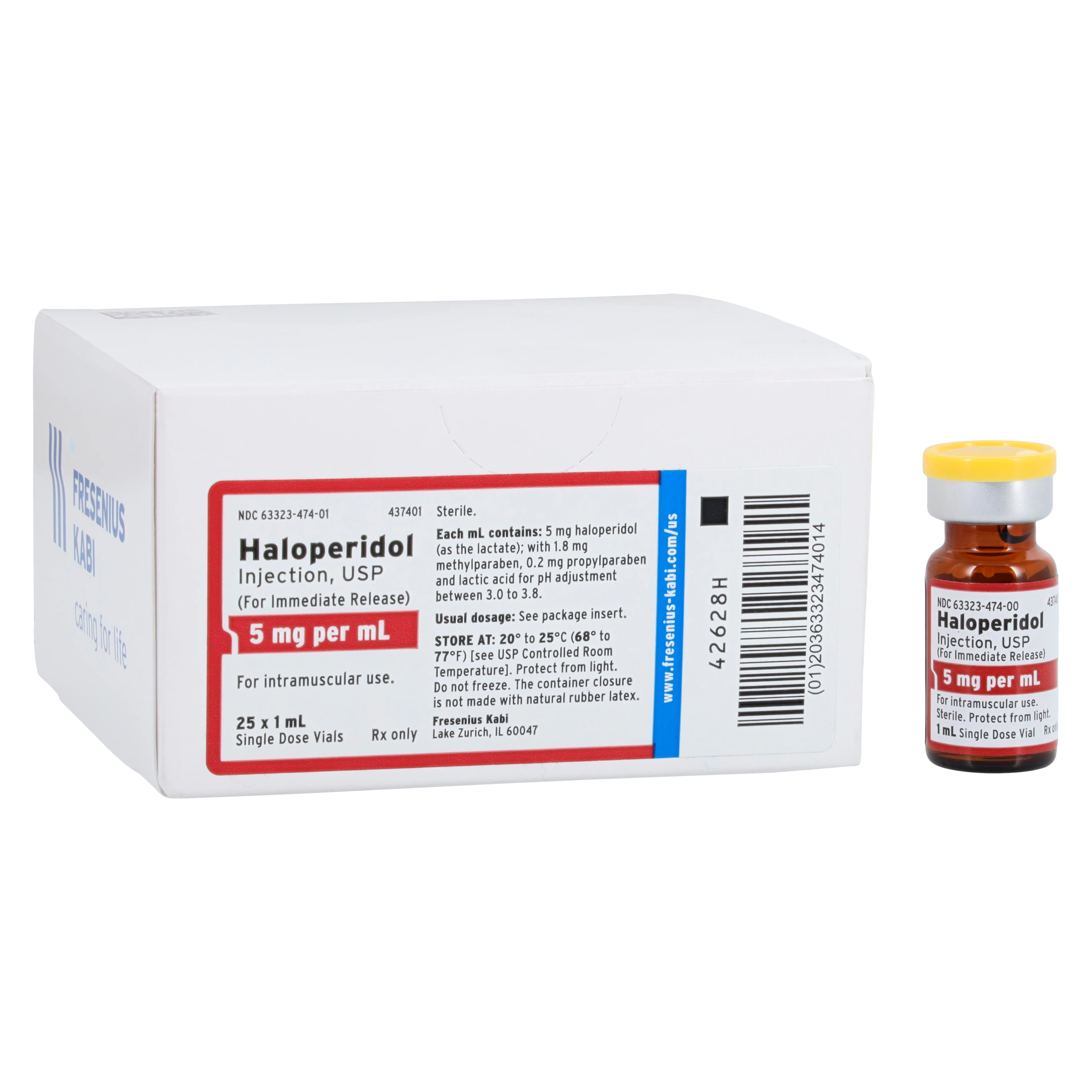 Haloperidol Lactate Injection, 5 mg/mL, Single-Dose Vial, 1 mL, 25/Package