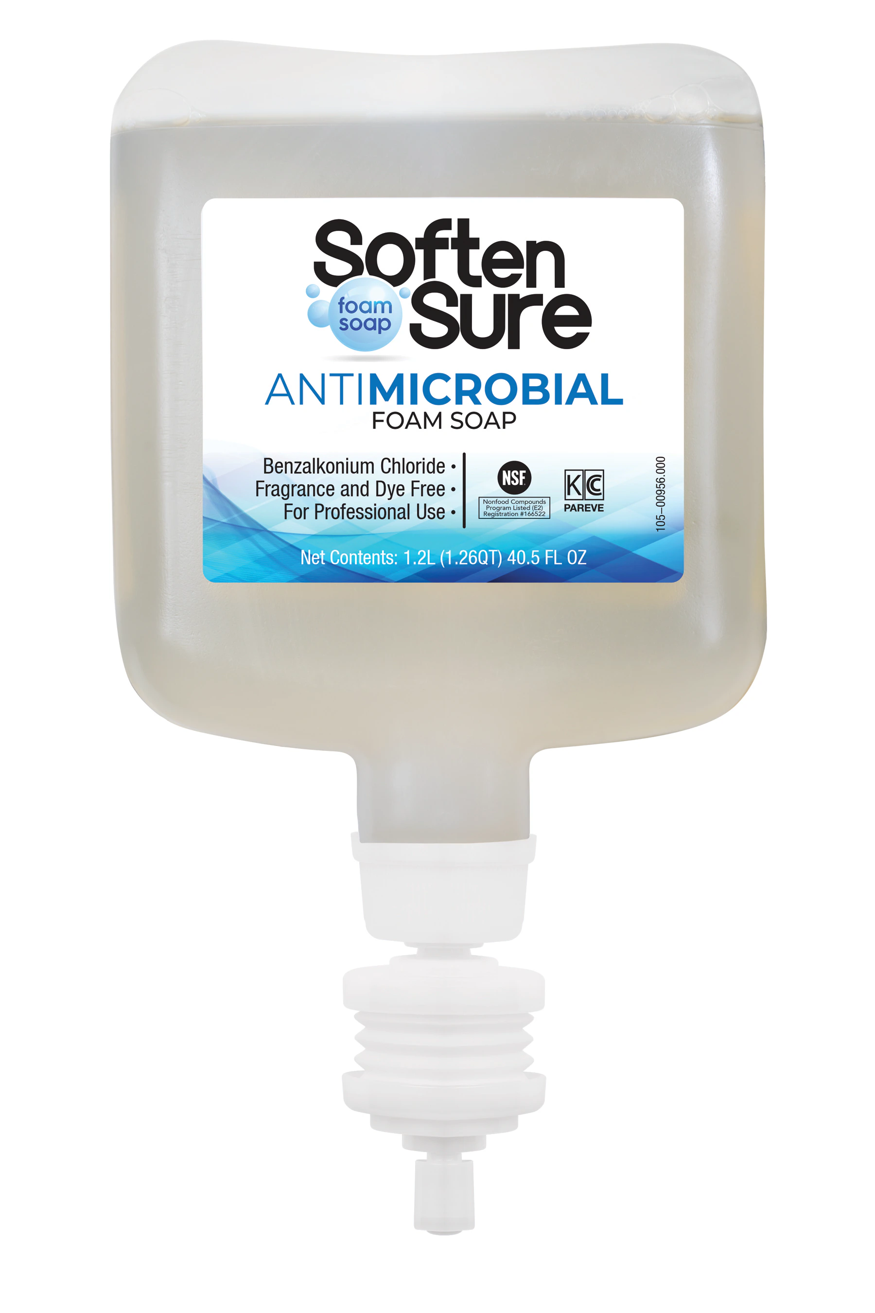 SoftenSure Antimicrobial Foam Hand Soap Cartridge, 1.2L, Fragrance Free, 0.12% Benzalkonium Chloride