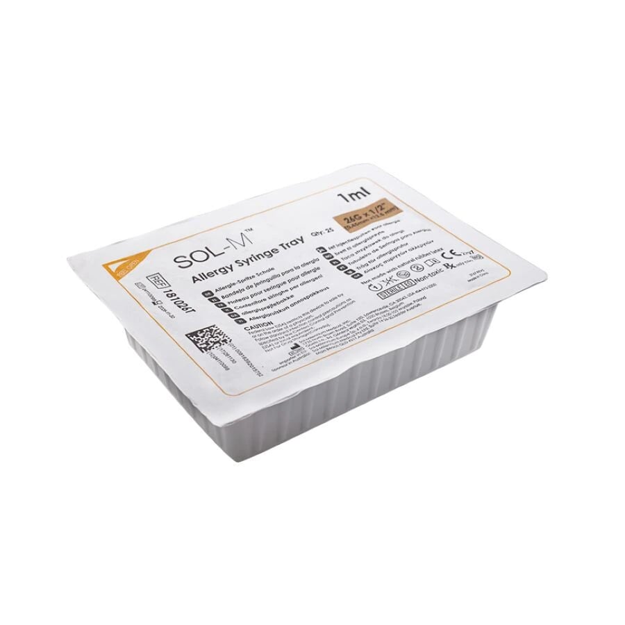 Sol-Millennium Allergy Syringe Tray, 1mL, 26G x 1/2", Non-Safety, Low Dead Space, Sterile, 1000/Case