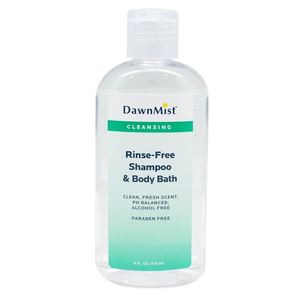 DawnMist Rinse Free Shampoo & Body Wash, Alcohol Free, Paraben Free, Fresh Scent, 4 oz, 96/Case