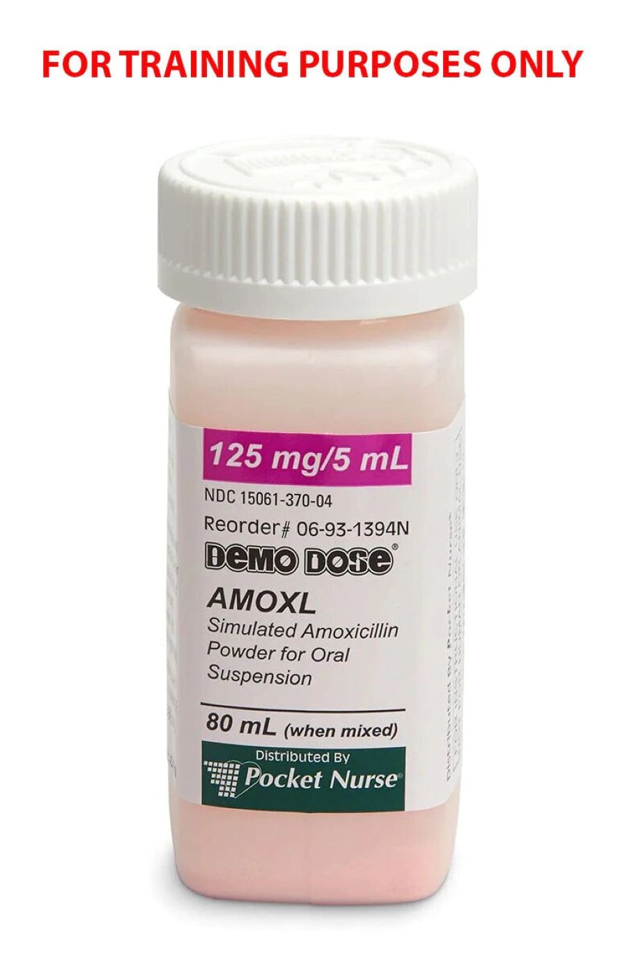 Demo Dose Amoxl for Oral Suspension Training Simulated Medication, 125mg/5mL, Powder for 80mL When Mixed, Each