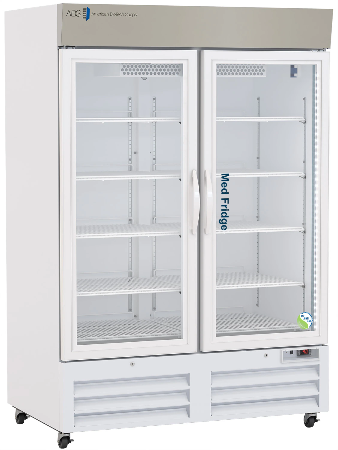 American Biotech Supply Pharmacy Refrigerator, 49 Cu Ft, Glass Door, Right Hinge, 1 to 10°C, Cycle Optimized/Zero Energy