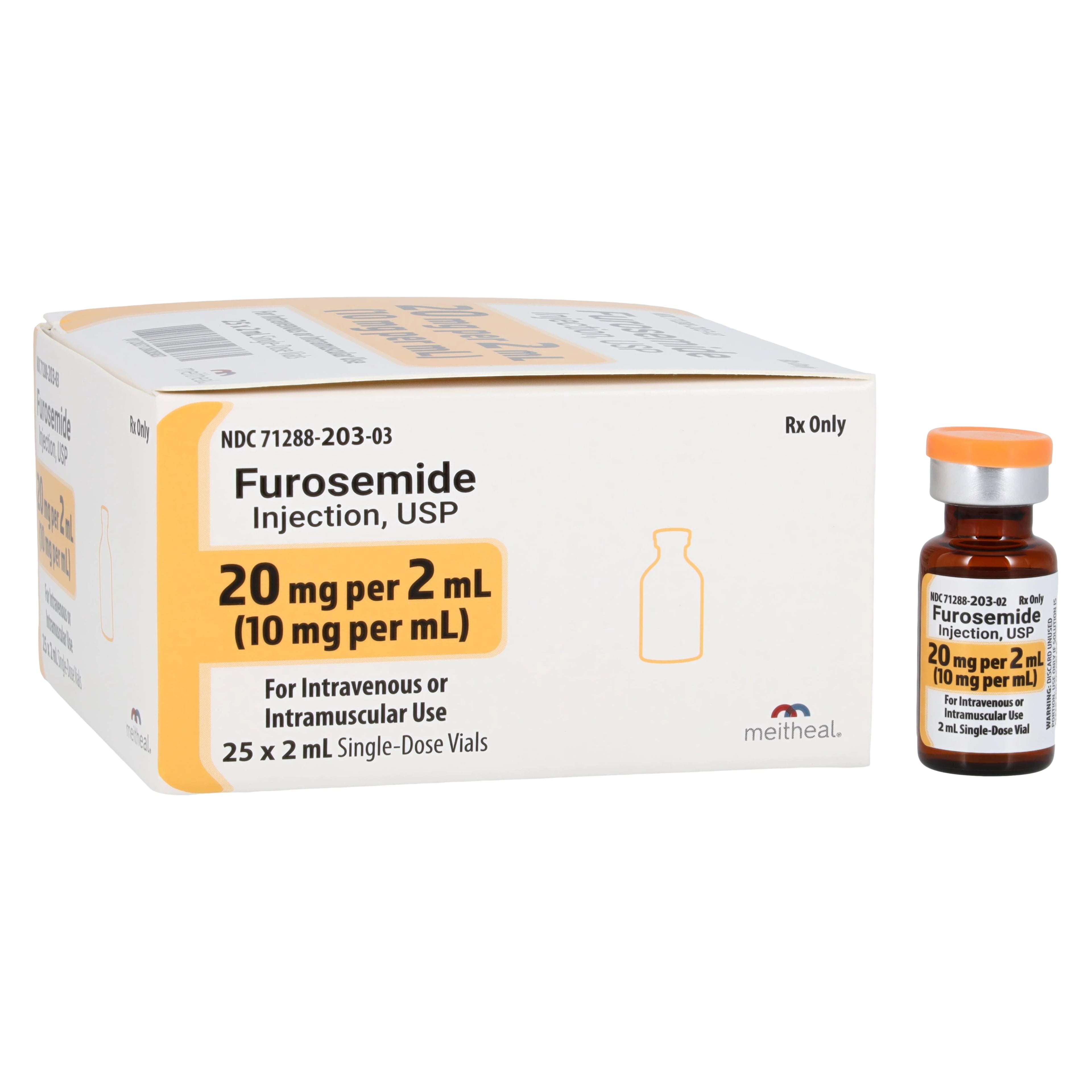 Furosemide Injection SDV 10mg/mL, 2mL Single Dose Vial, 25/Package