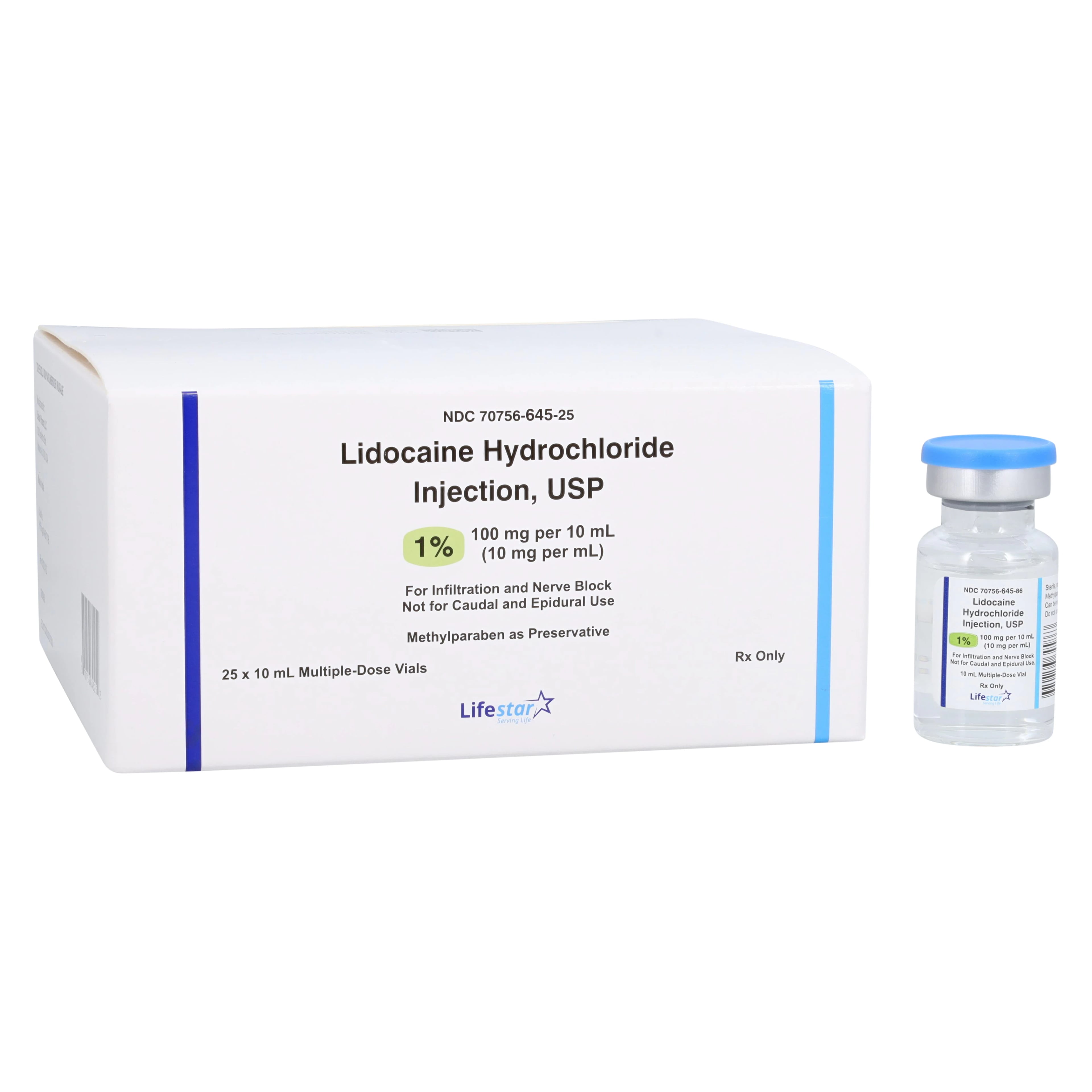 Lidocaine HCl Injection 1% MDV 10mL, 25/Package