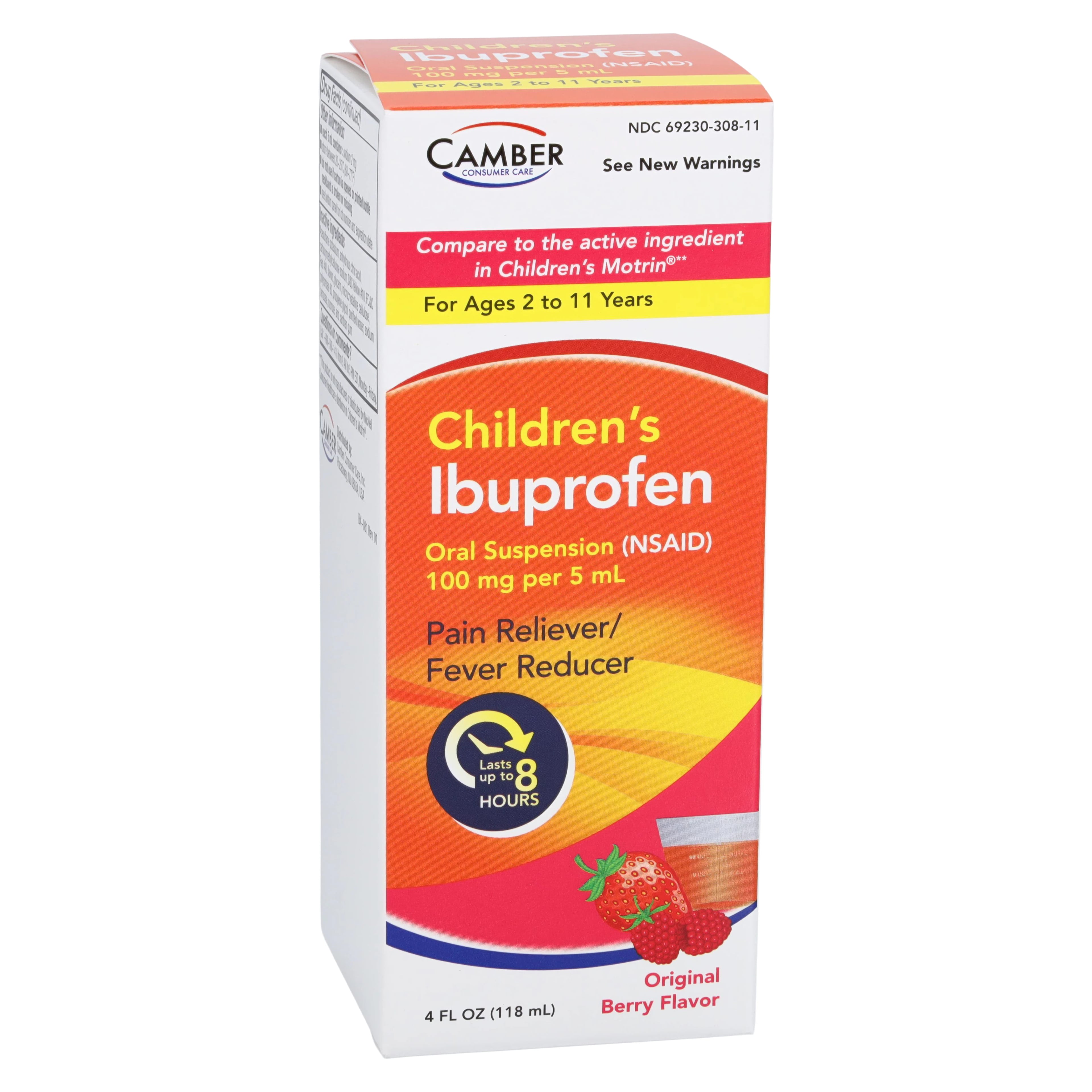 Ibuprofen Child Oral Suspension, Dye-Free, 100mg/5mL, 4 oz Bottle