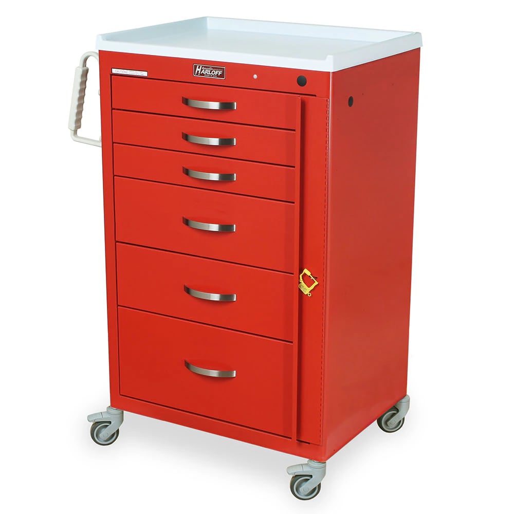 Harloff M-Series Emergency Crash Cart, (3) 3" Drawers, (2) 6" Drawers, (1) 9" Drawer