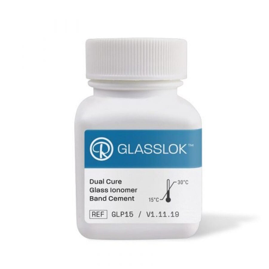 Glasslok Powder Band Cement, 15 gm, Glass Ionomer Light/Chemical Cure