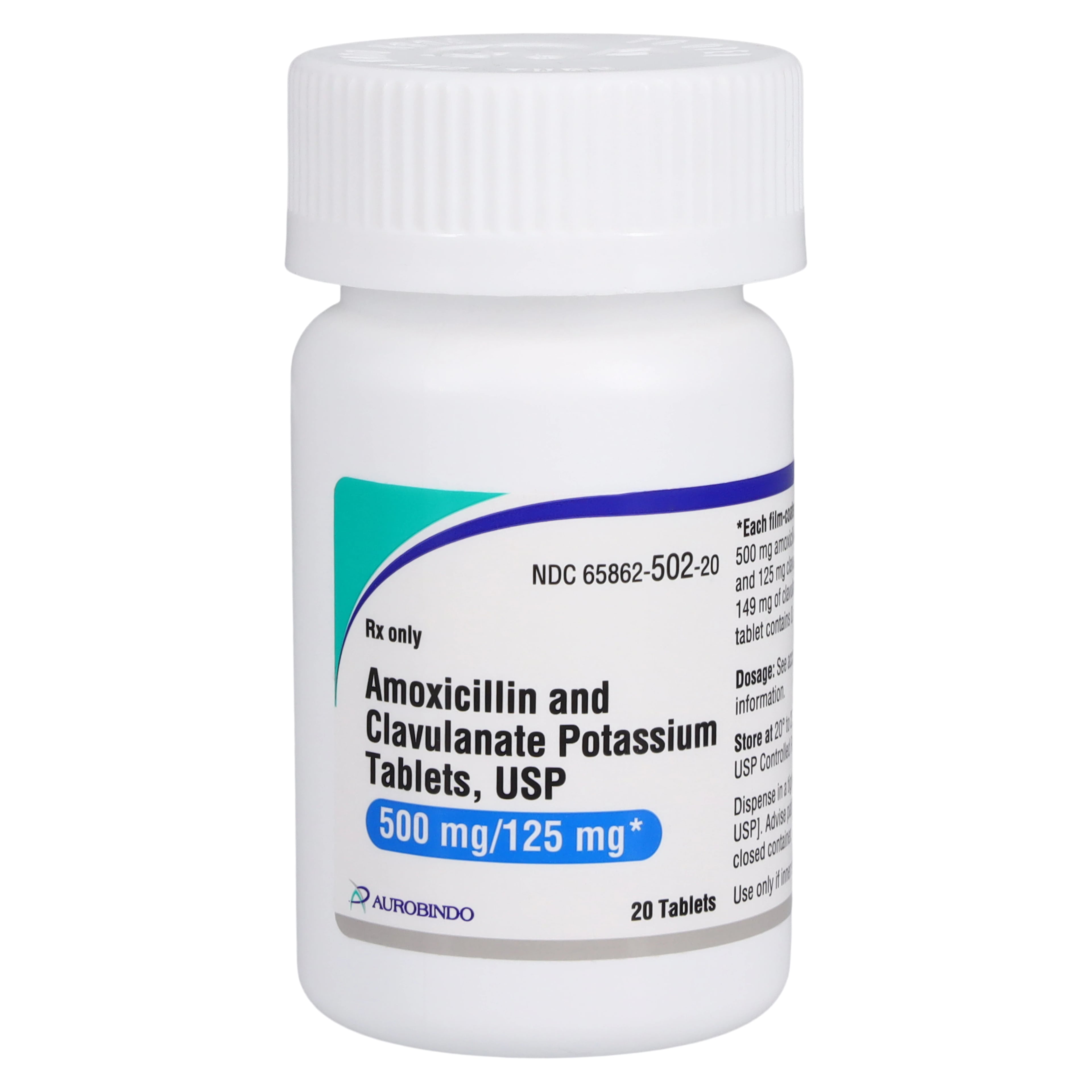 Amoxicillin/Clavulanate Tablets 500mg/125mg, 20 Tablets/Bottle, Lannett