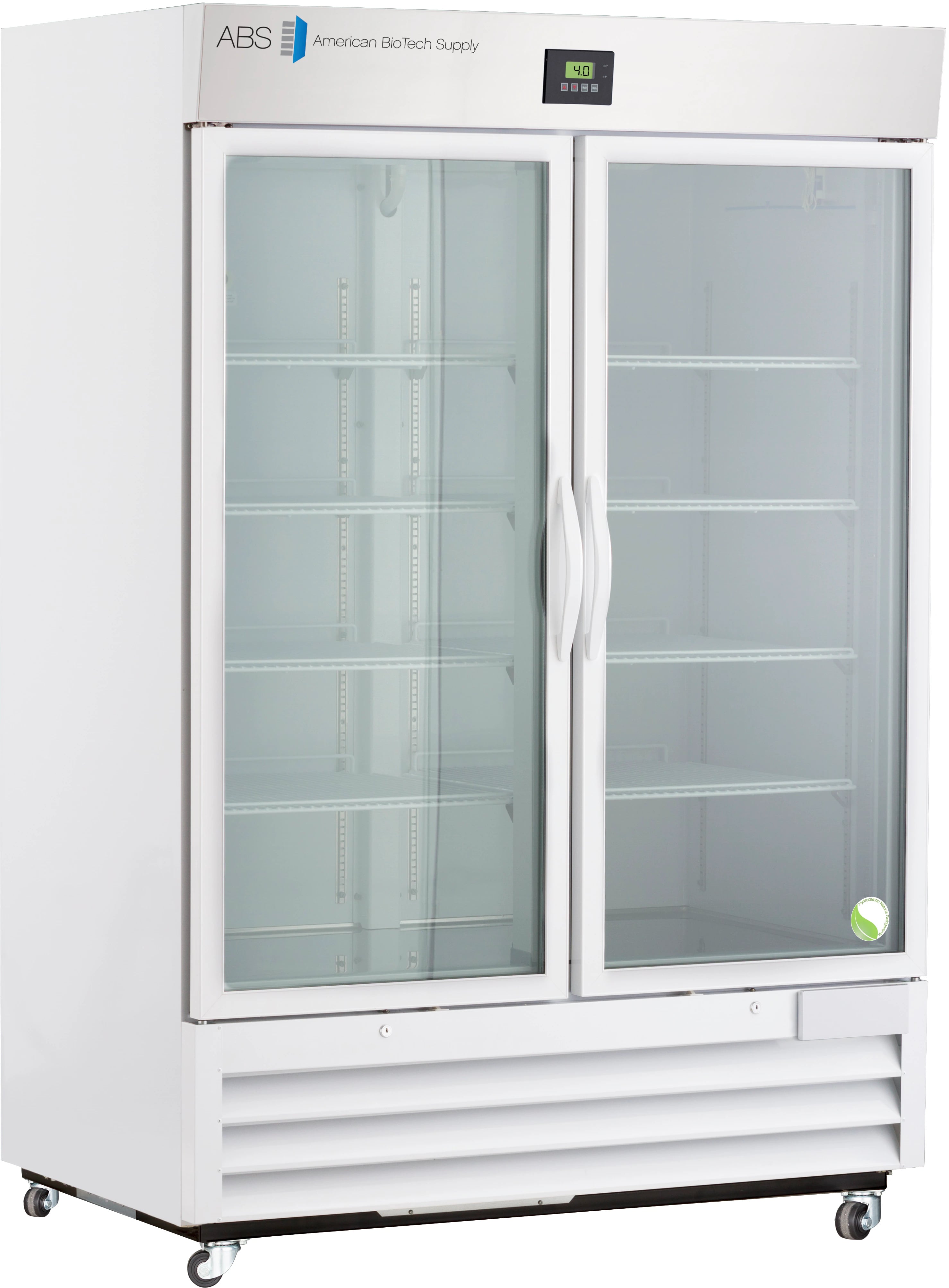 American Biotech Supply Premier Laboratory Refrigerator, 49 Cu Ft, 2 Glass Doors, 1 to 10°C, Cycle Defrost