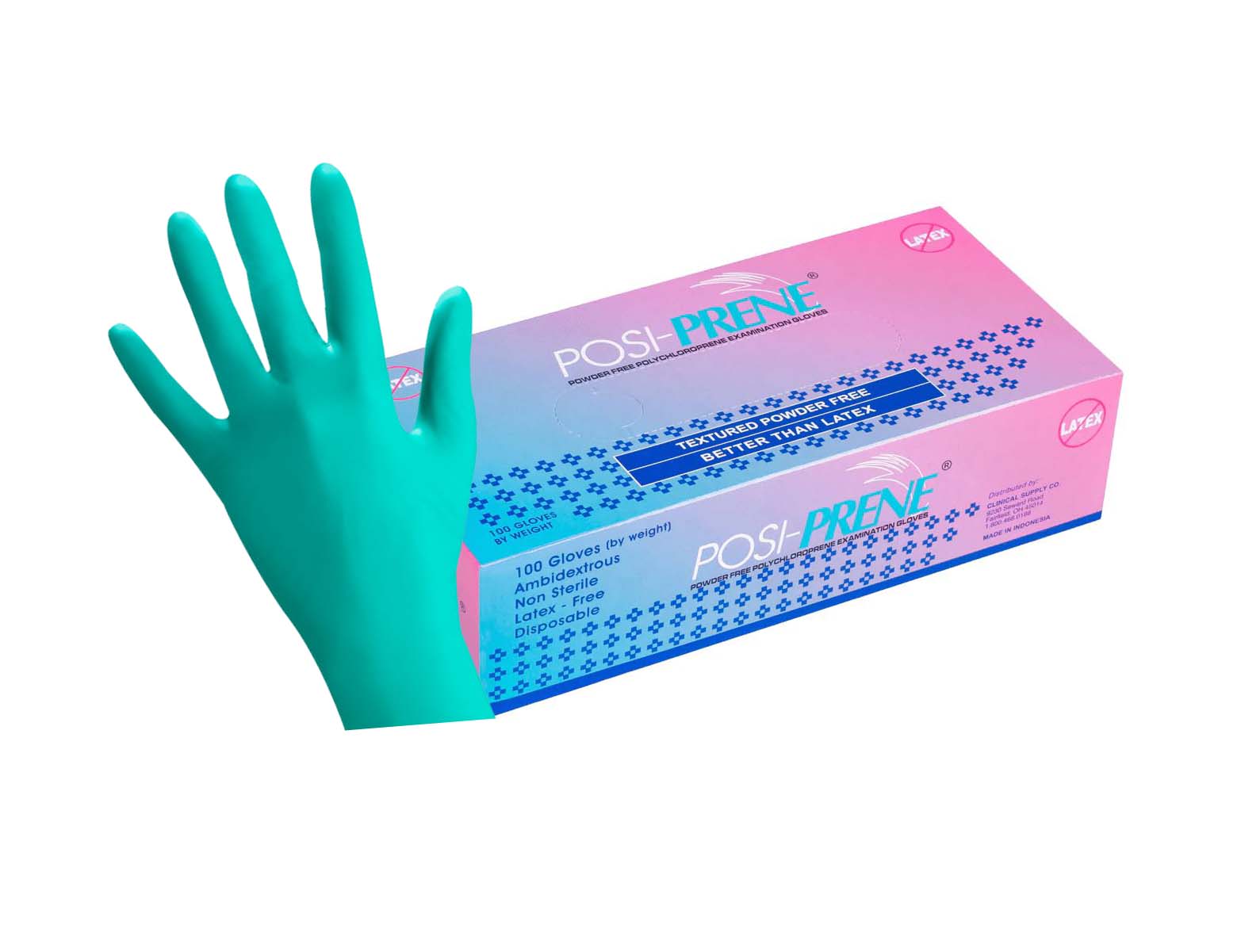 Posi-Prene Green Chloroprene Exam Gloves, X-Large, Non-Sterile