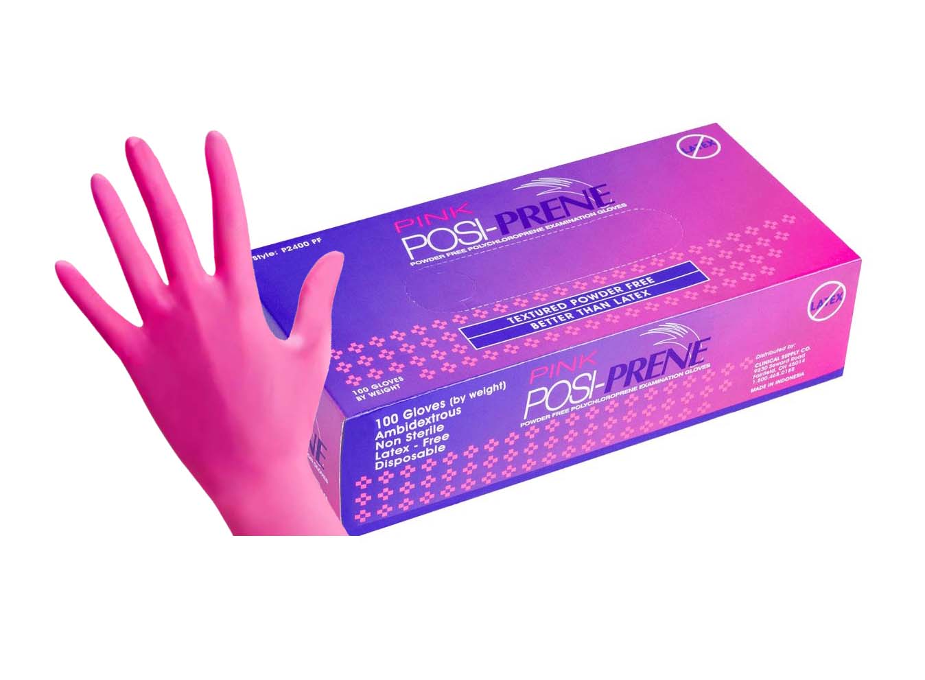 Posi-Prene Pink Chloroprene Exam Gloves, X-Small, Non-Sterile