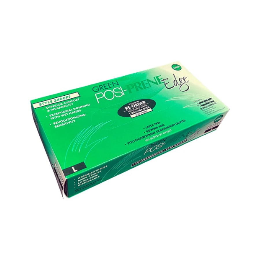 Posi-Prene Edge Chloroprene Exam Gloves, X-Large, Light Green, Non-Sterile