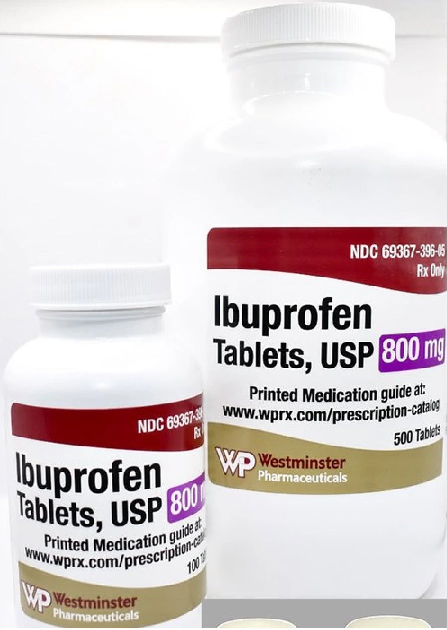 Ibuprofen Tablets 800 mg, 100 Count Bottle, Westminster Pharmaceuticals