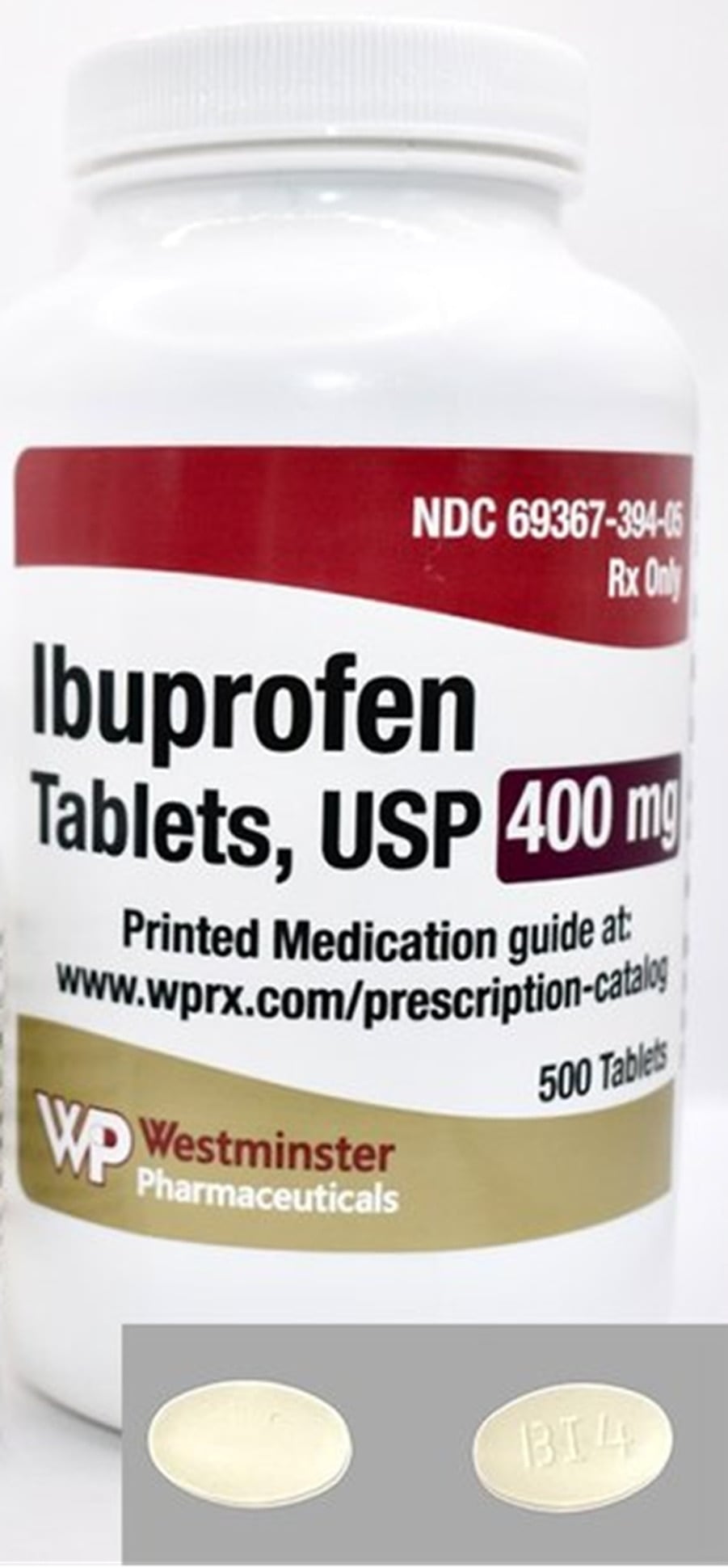 Ibuprofen Tablets 400mg, 500/Bottle