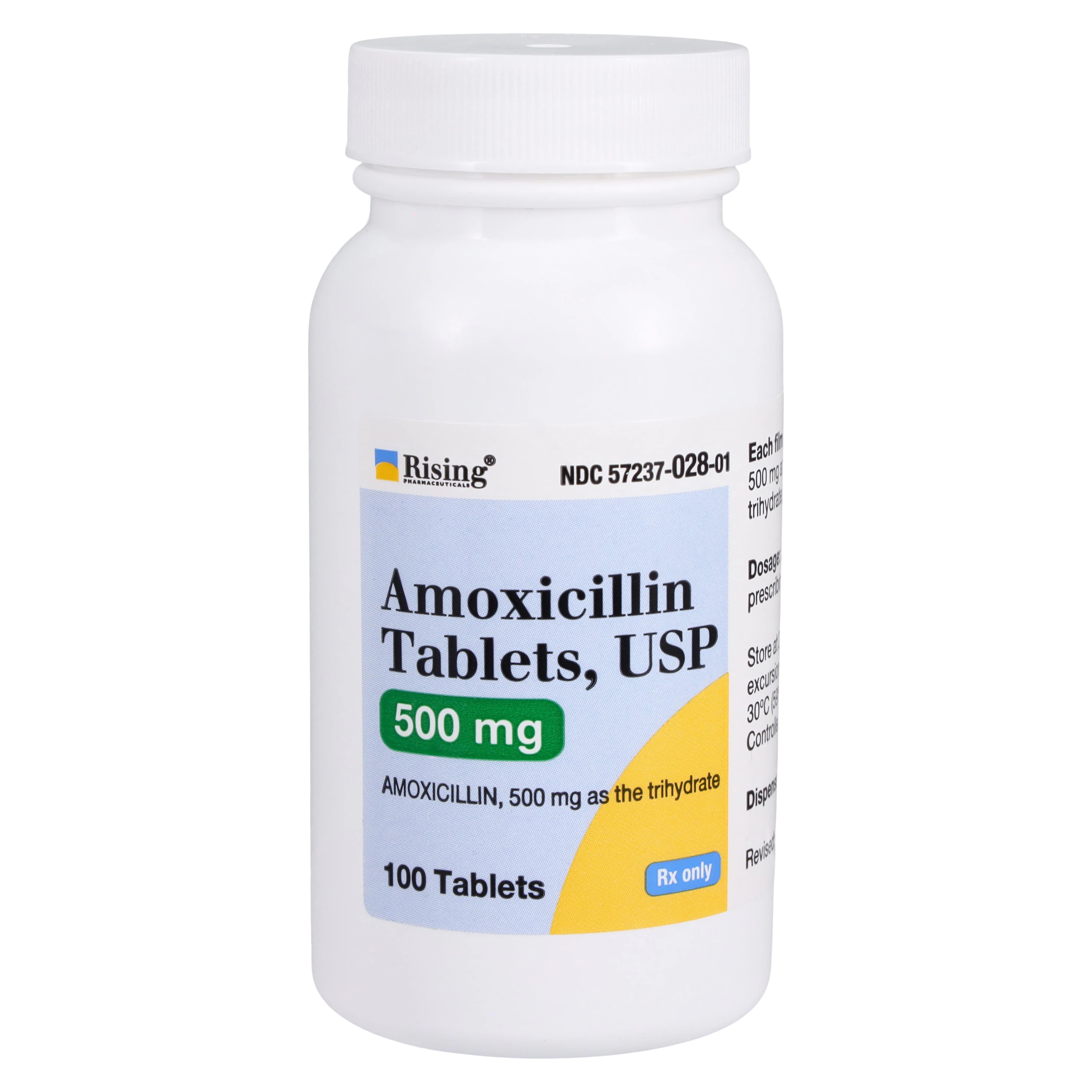 Amoxicillin Tablets 500mg, 100/Bottle (Rising Pharmaceuticals)