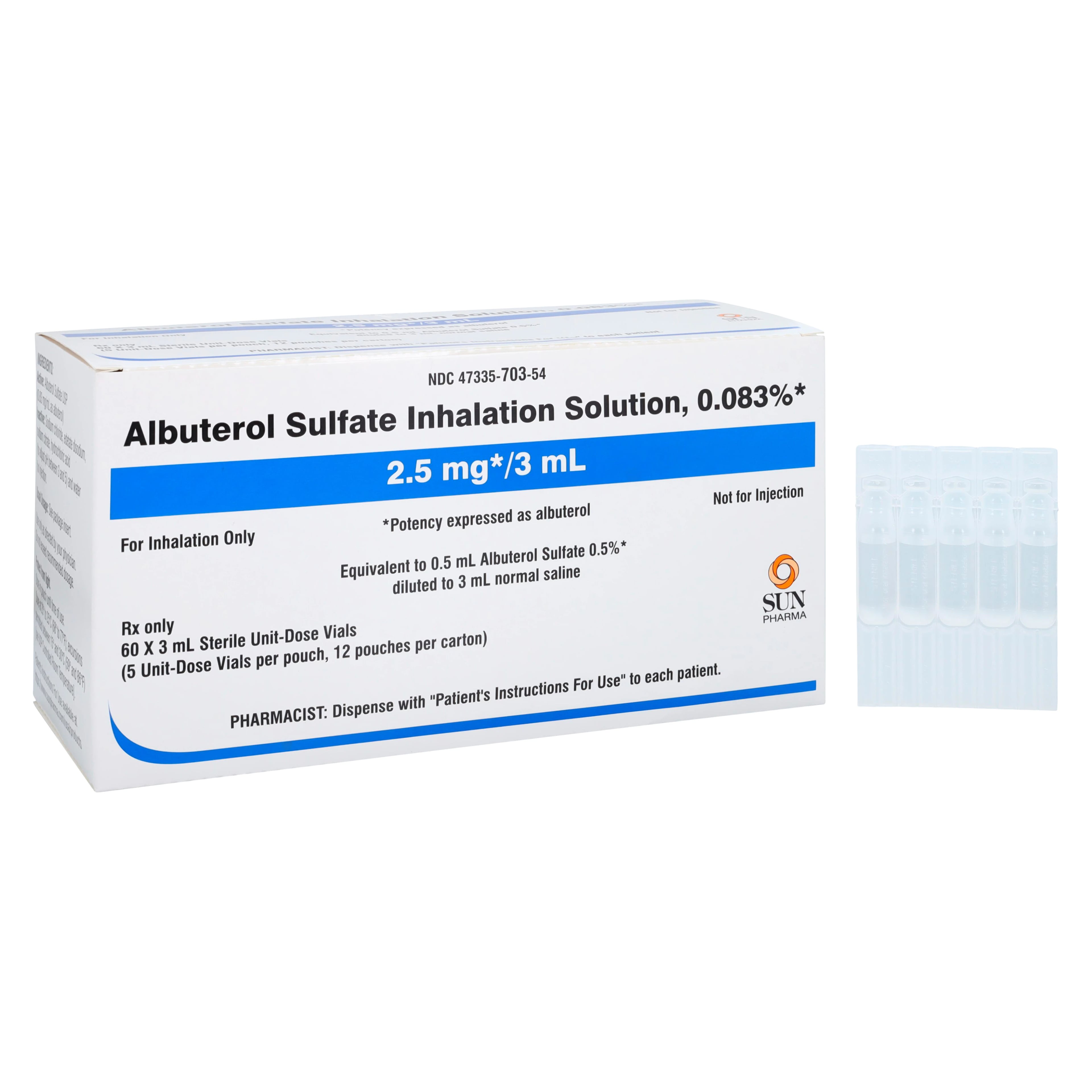 Albuterol Inhalation Solution 0.083%, 3mL, 60/Package