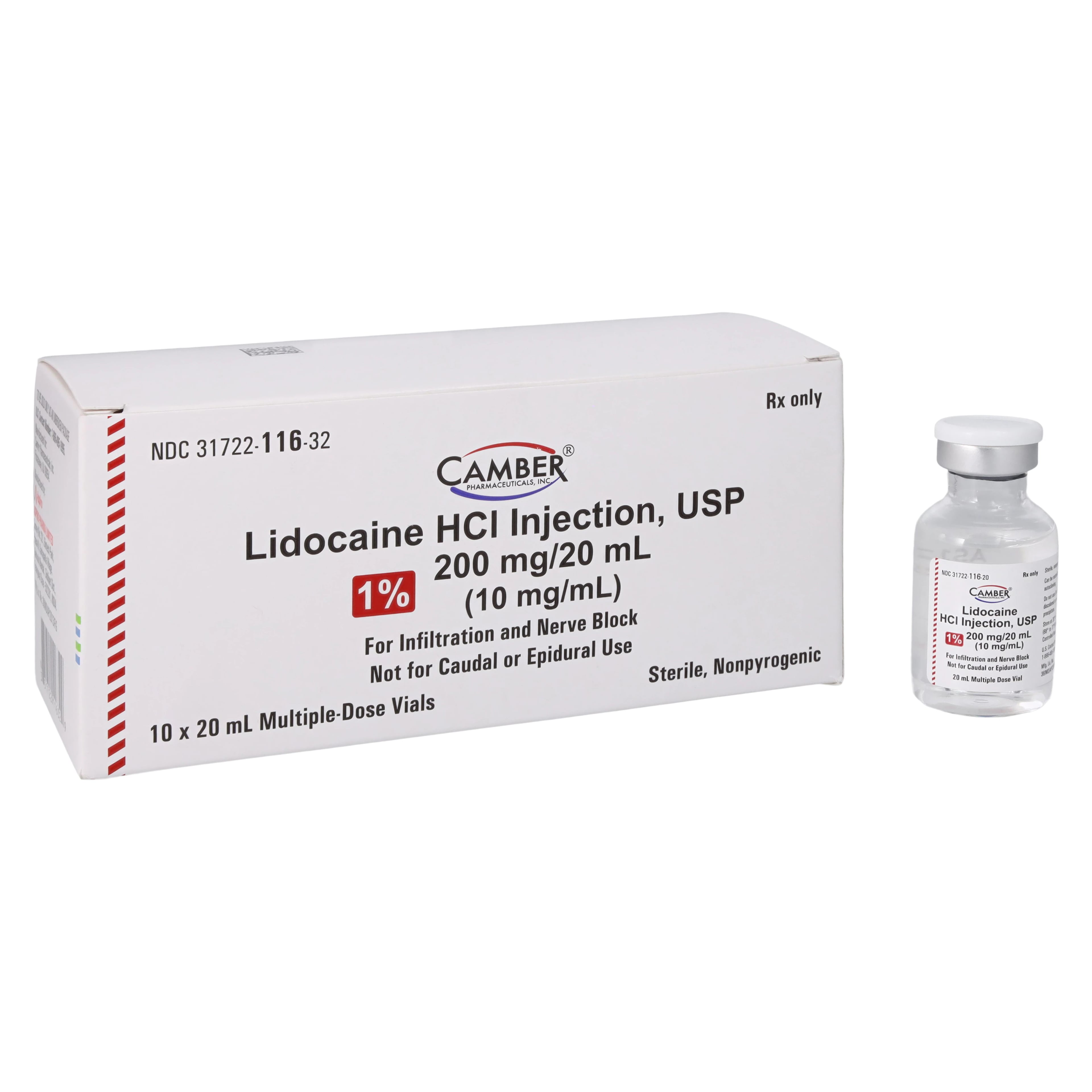 Lidocaine HCl Injection 1% MDV 20mL, 10/Package