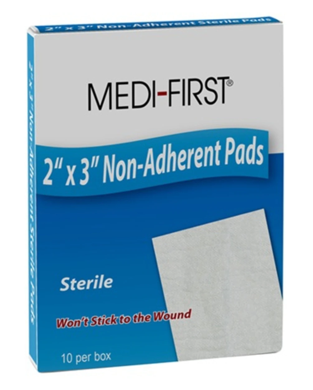 Medi-First Non-Adherent Sterile Pad, 2" x 3", Cotton, Box of 100