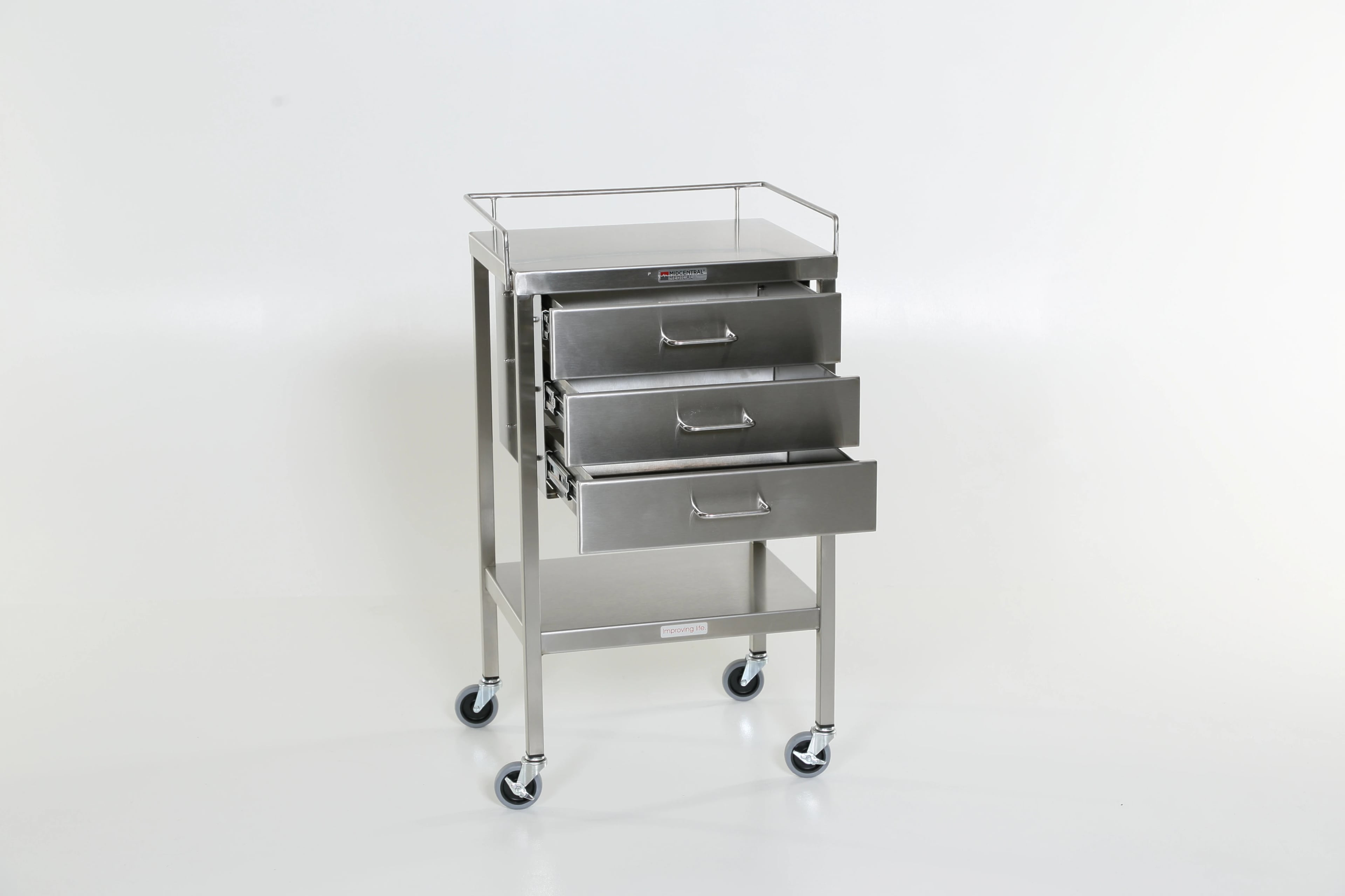 Acral Med Utility Table, Stainless Steel, 20" x 16" x 34", 400 lb Capacity