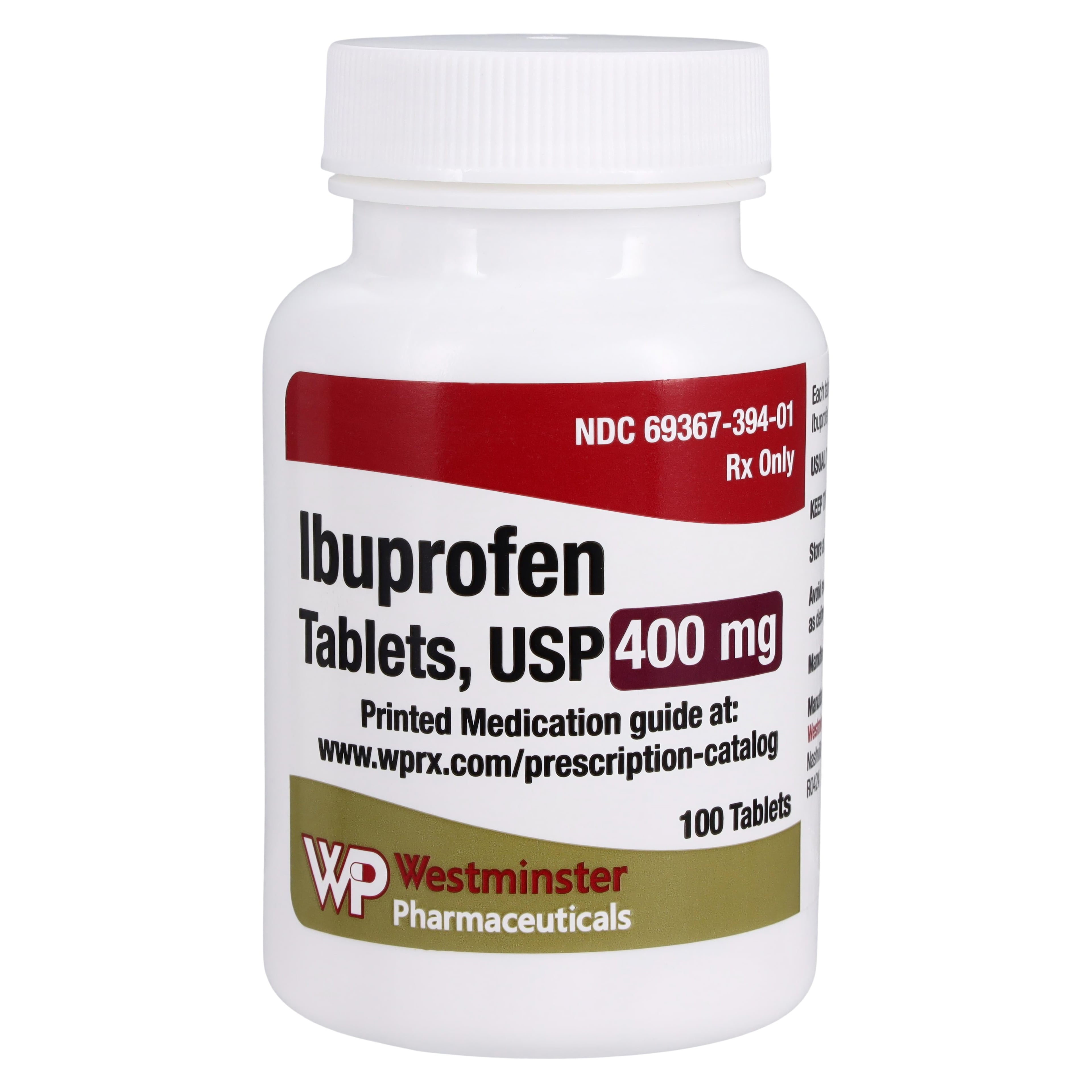 Ibuprofen Tablets, 400mg, 100/Pack, Westminster Pharma LLC