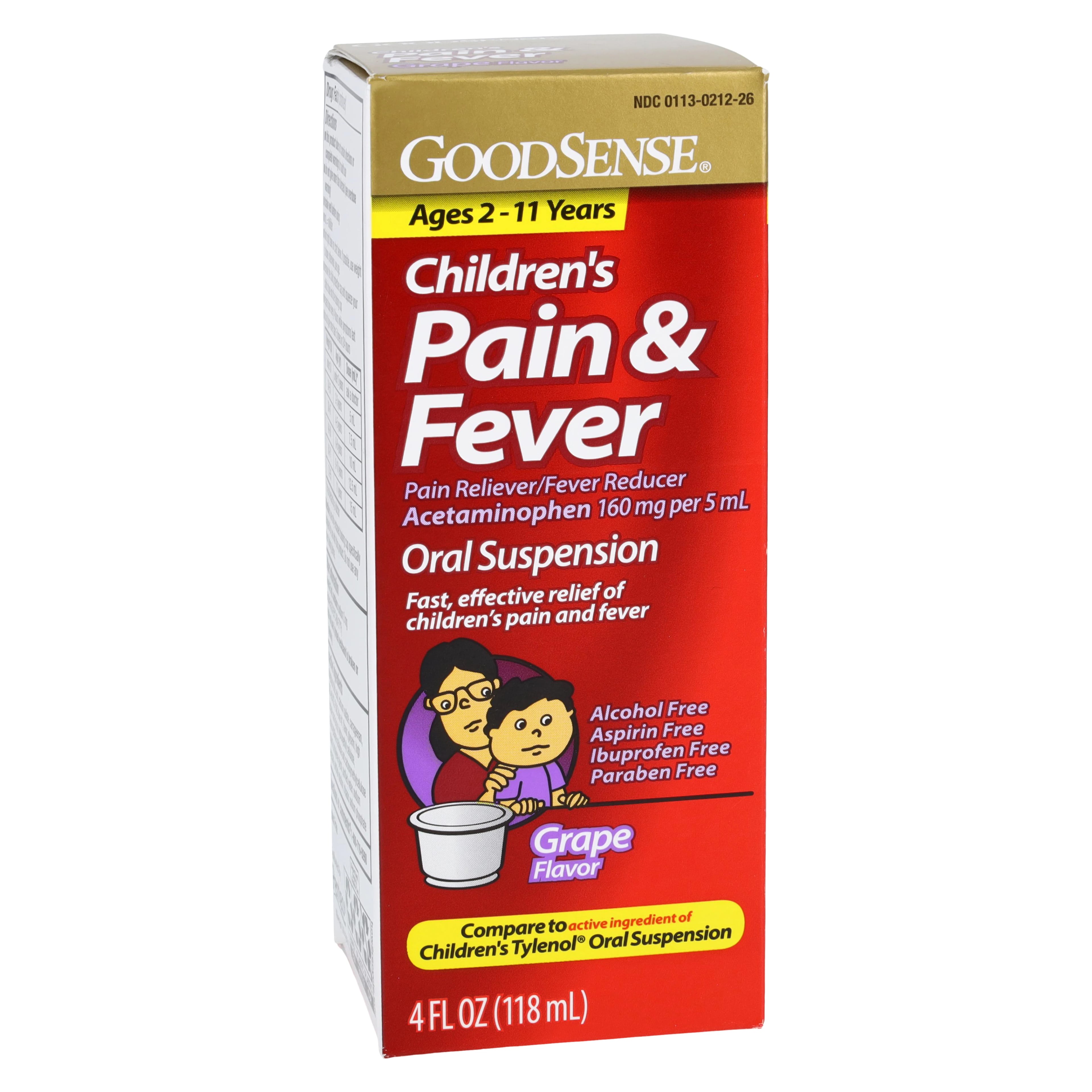 Acetaminophen Children Oral Suspension, 160 mg/5 mL, Grape, 4 oz Bottle