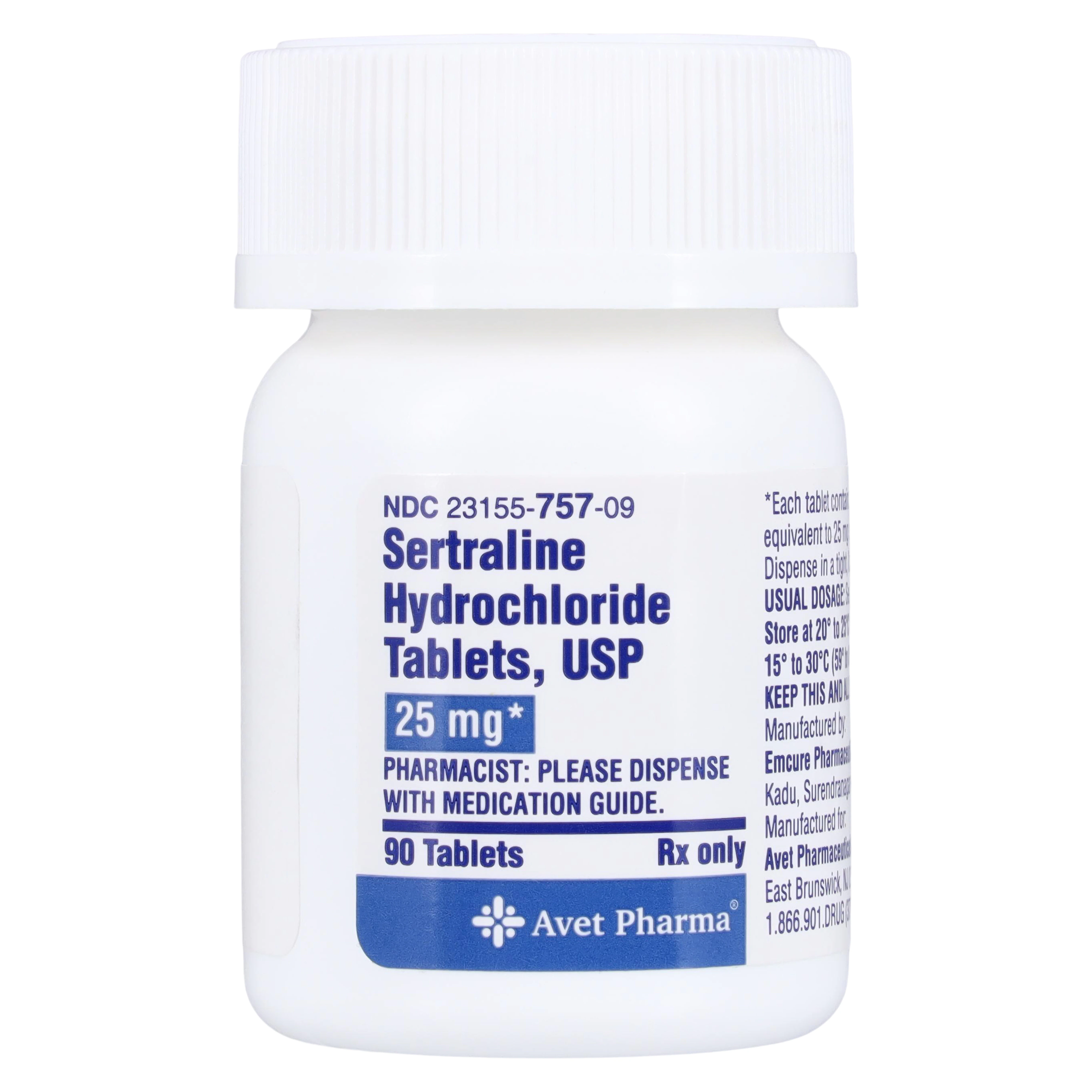 Sertraline HCl Tablets 25mg, 90 Count Bottle (Heritage Pharmaceuticals)