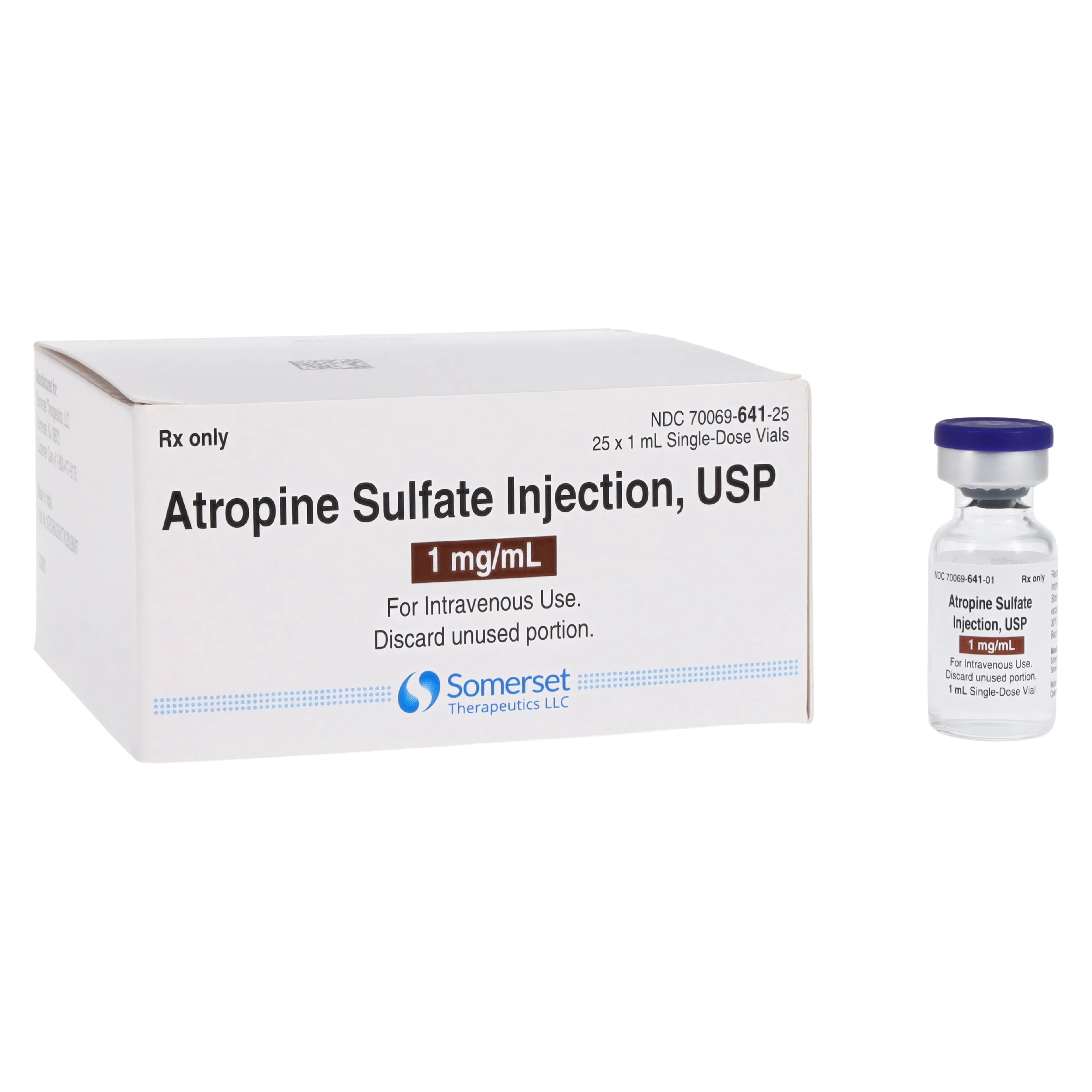 Atropine Sulfate Injection, 1 mg/mL, Single-Dose Vial, 1 mL, 25/Package