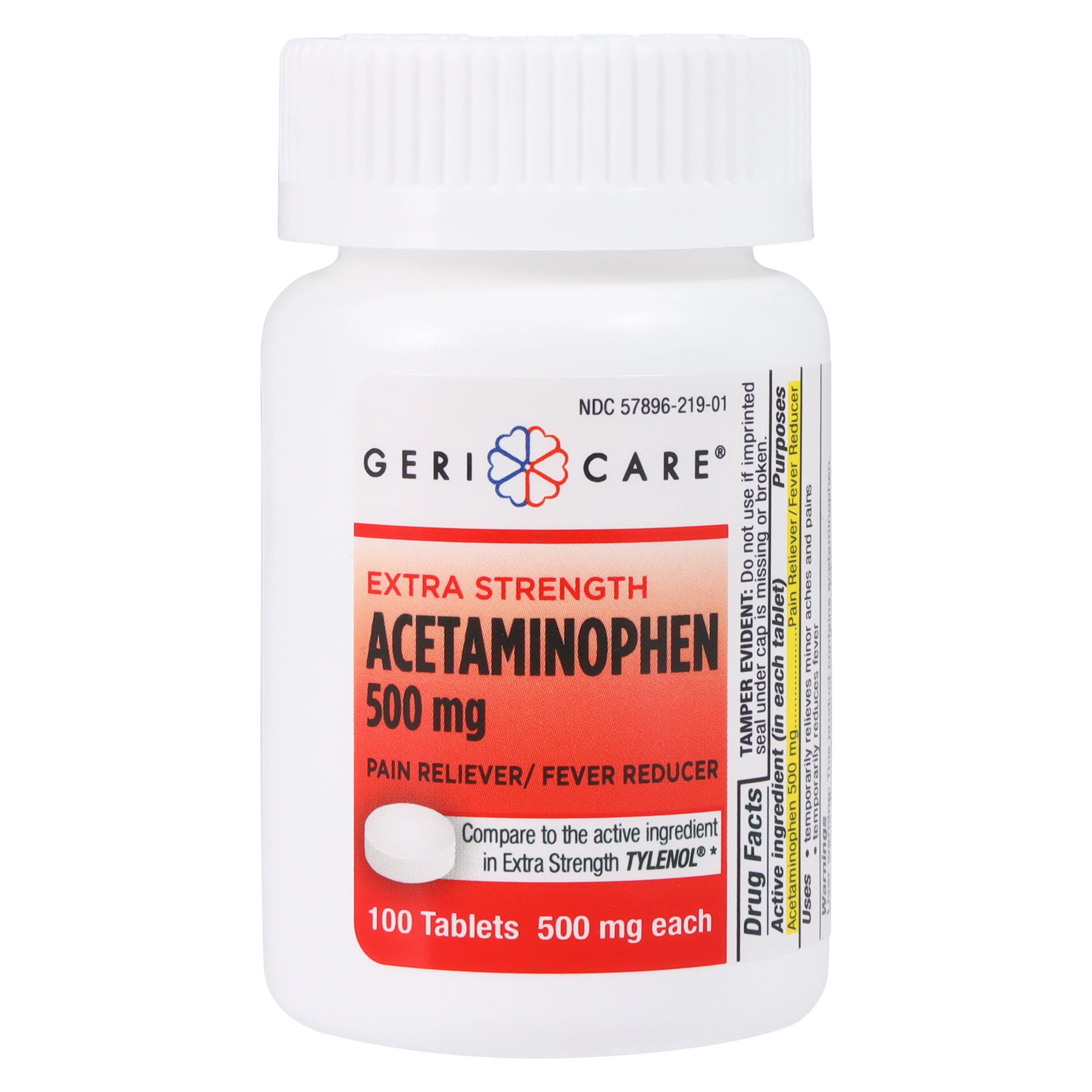 Geri-Care APAP Extra Strength Acetaminophen Tablets, 500 mg, 100/Bottle
