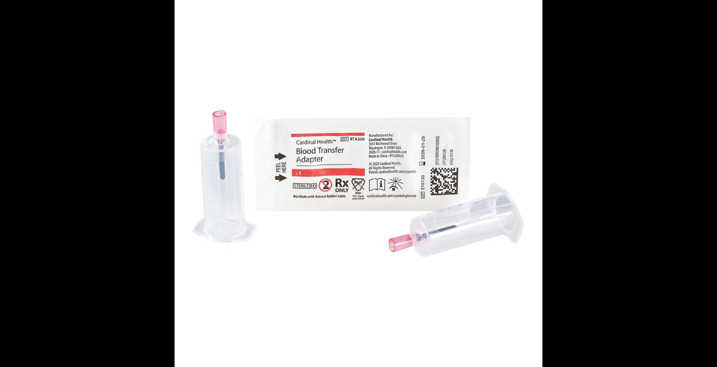 Blood Transfer Adapter with Tube Holder and Female Adapter, Sterile, Single Use, 200/Box