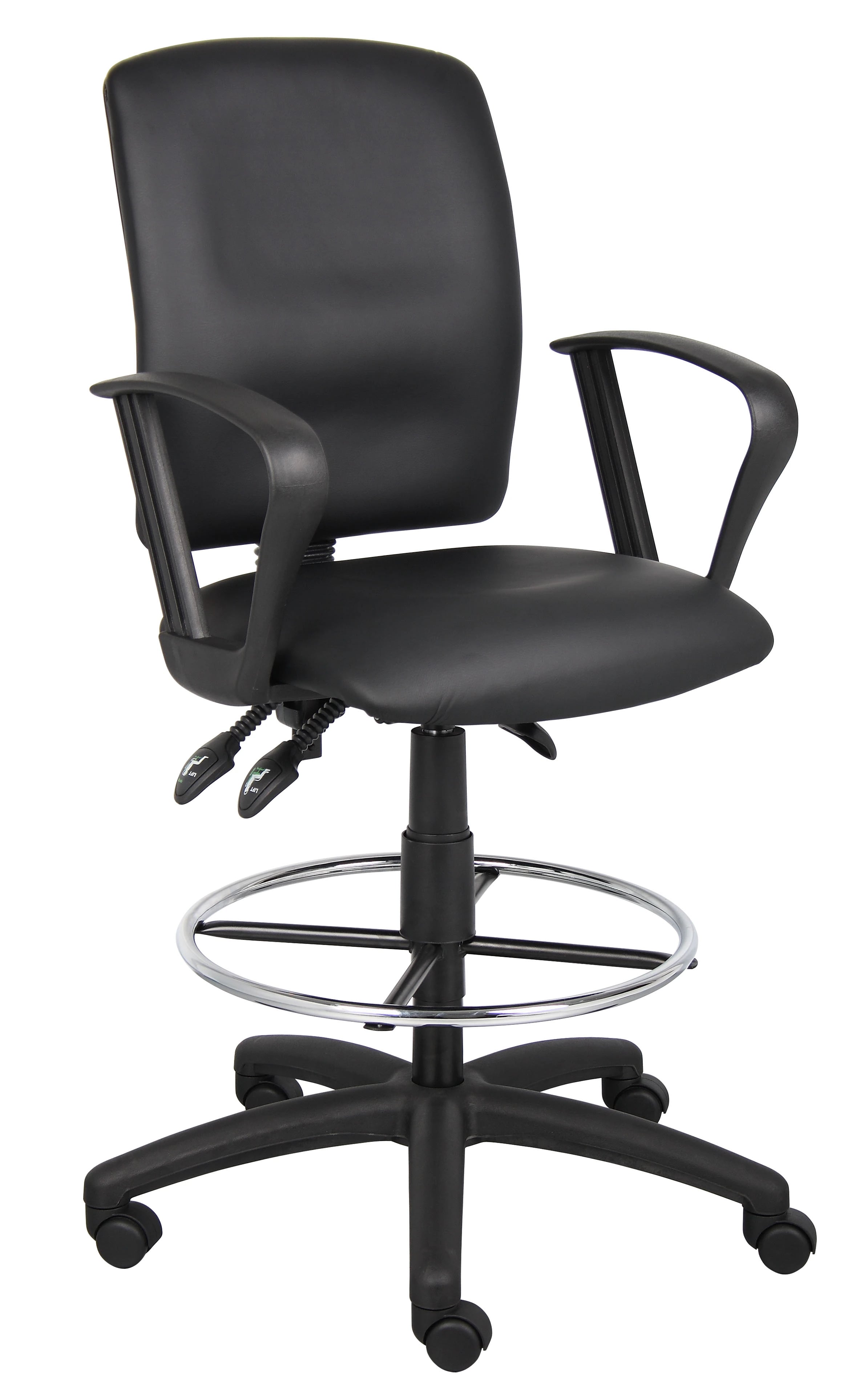 Boss Office Products Drafting Stool with Loop Arms, Black, 275 lb Capacity