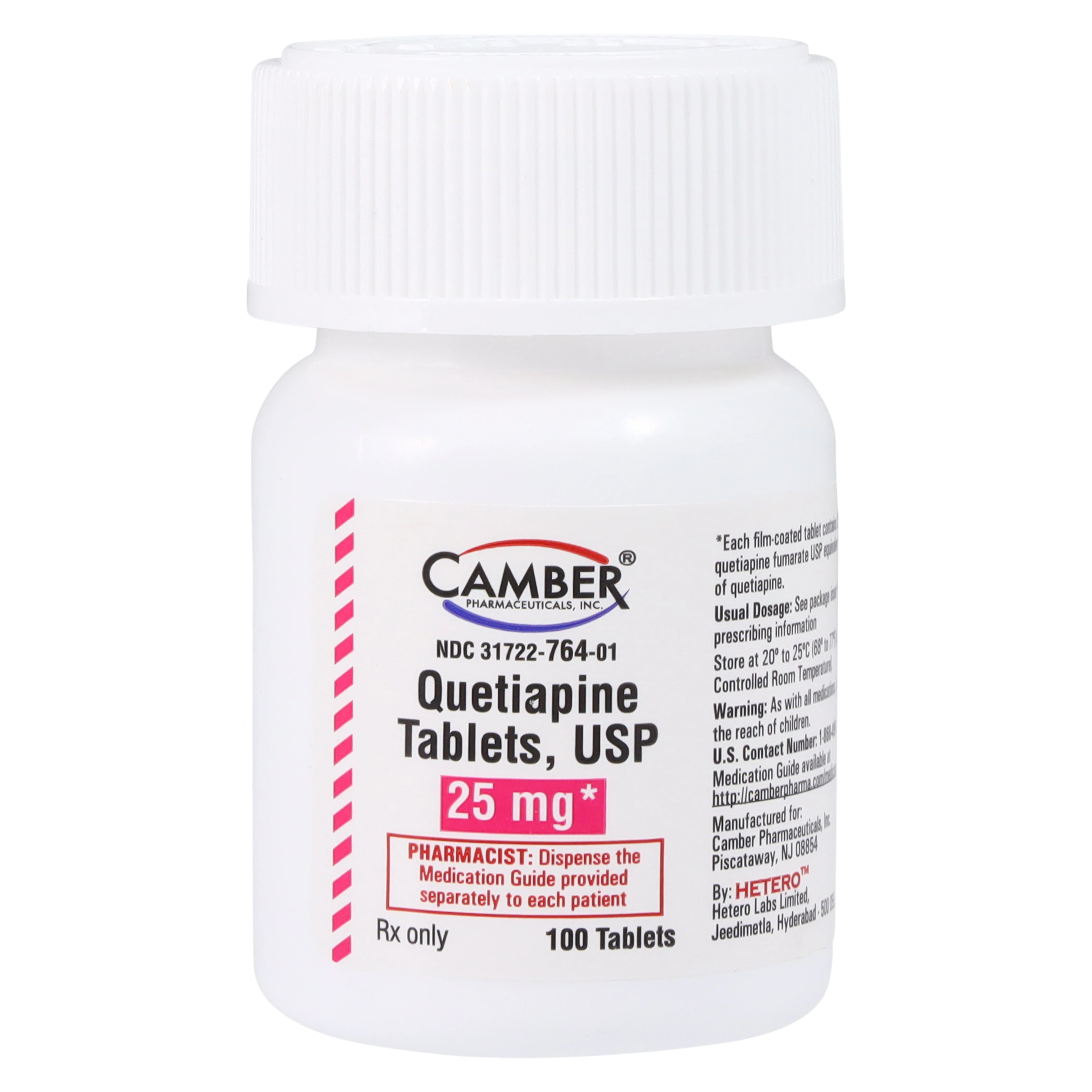 Quetiapine Fumarate Tablets 25 mg, 100 Count Bottle (Camber Pharmaceuticals)