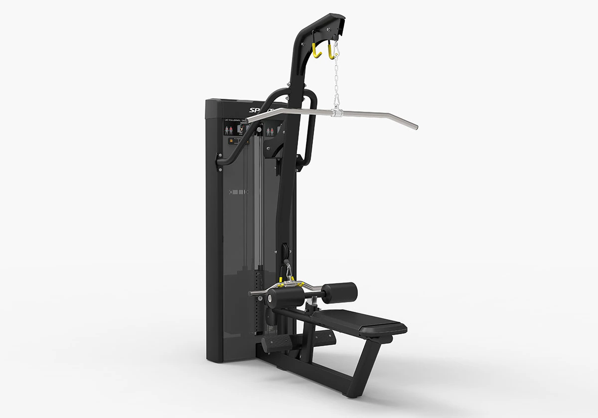 Spirit Fitness Pulldown Lat Seated Row Machine, Black, 200 lb Weight Stack, Heavy-Gauge Steel