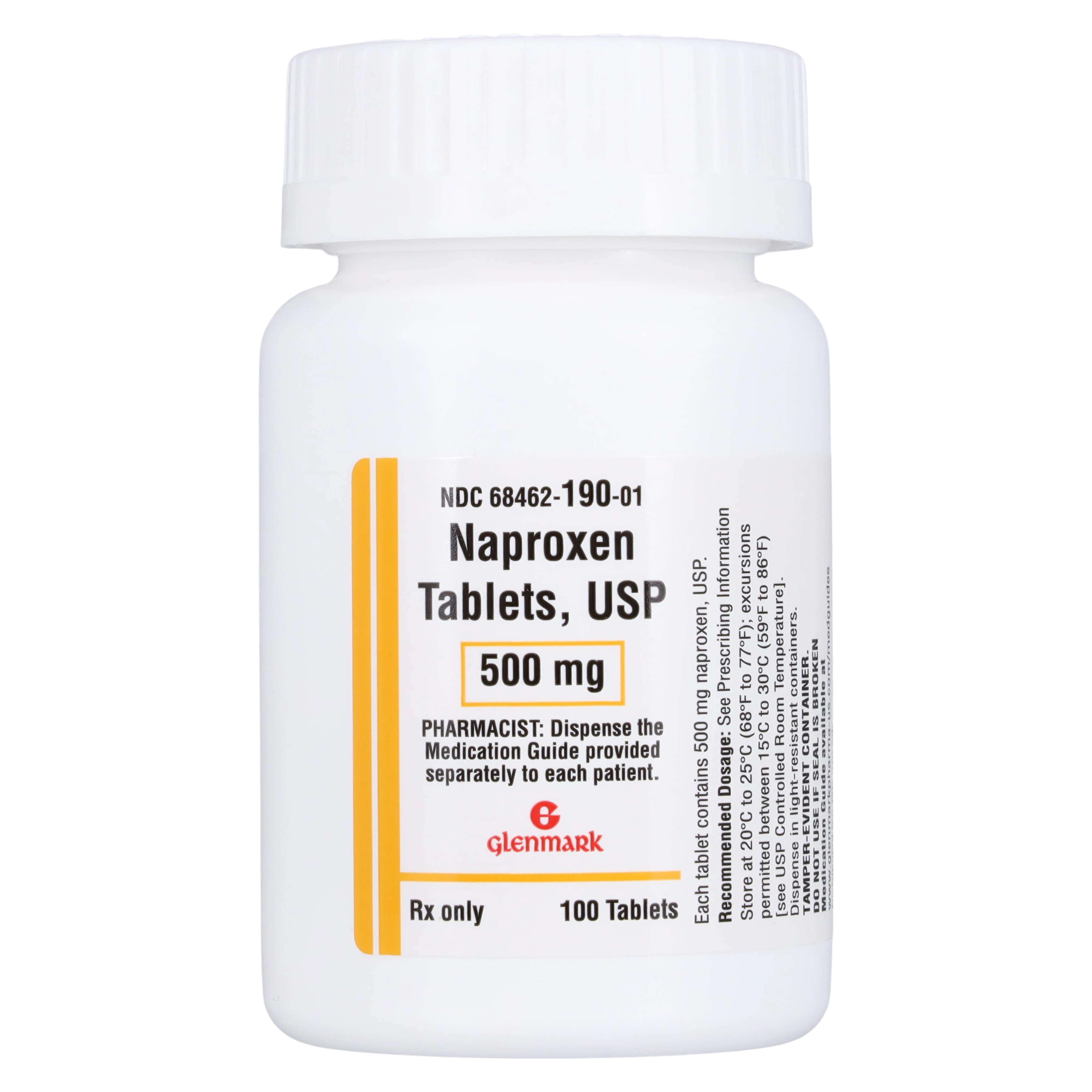 Naproxen Tablets, 500mg, 100/Bottle, Glenmark Pharmaceuticals