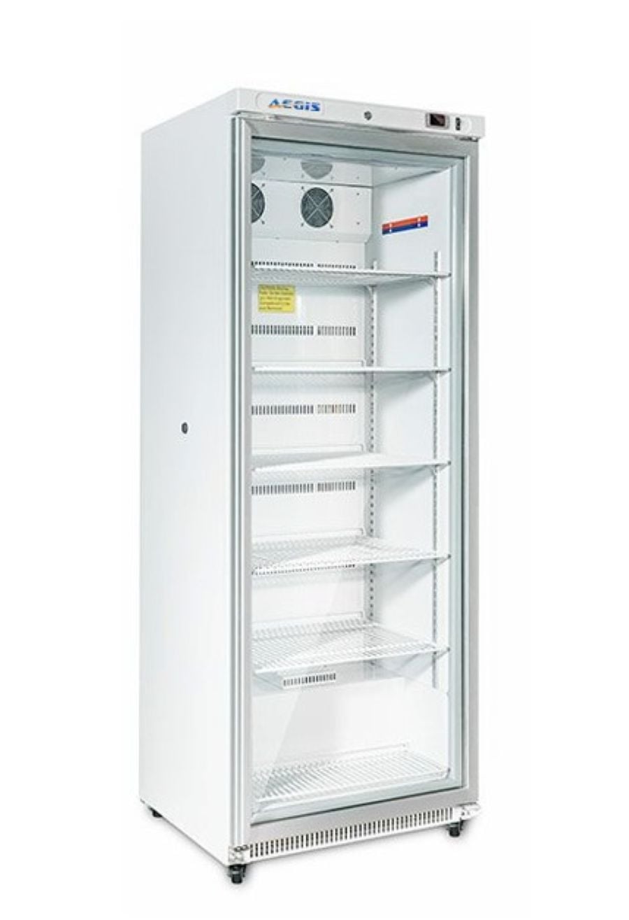 Aegis Scientific Pharmacy Refrigerator, 12 Cu Ft, Glass Door, +2 to 8°C, Automatic Defrost