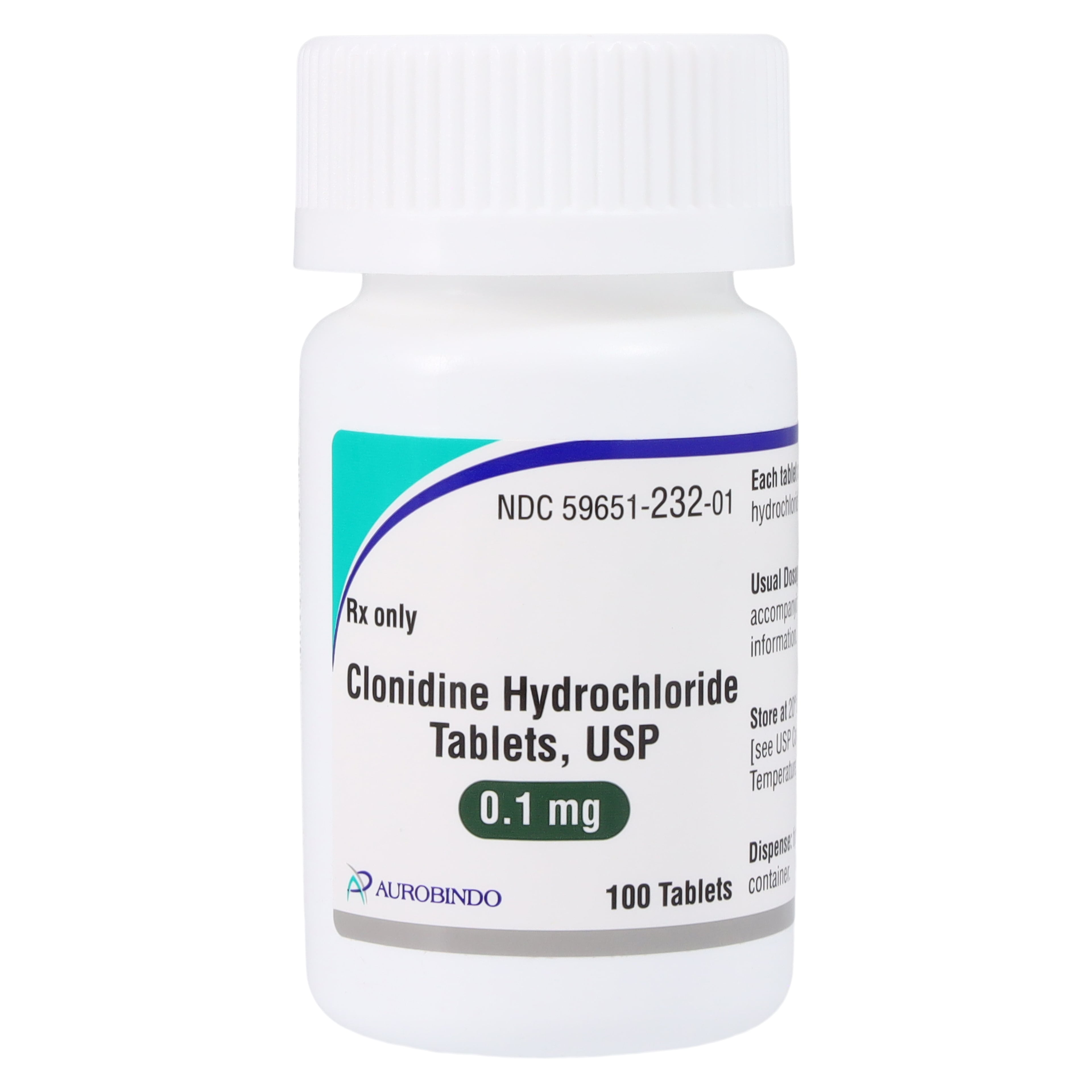 Clonidine HCl Tablets, 0.1mg, 100/Bottle