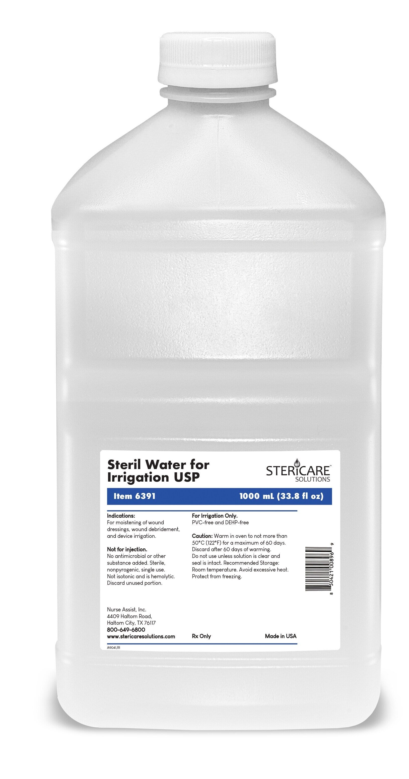 ICU Medical Sterile Water for Irrigation, 1000 mL Bottle, 6/Case