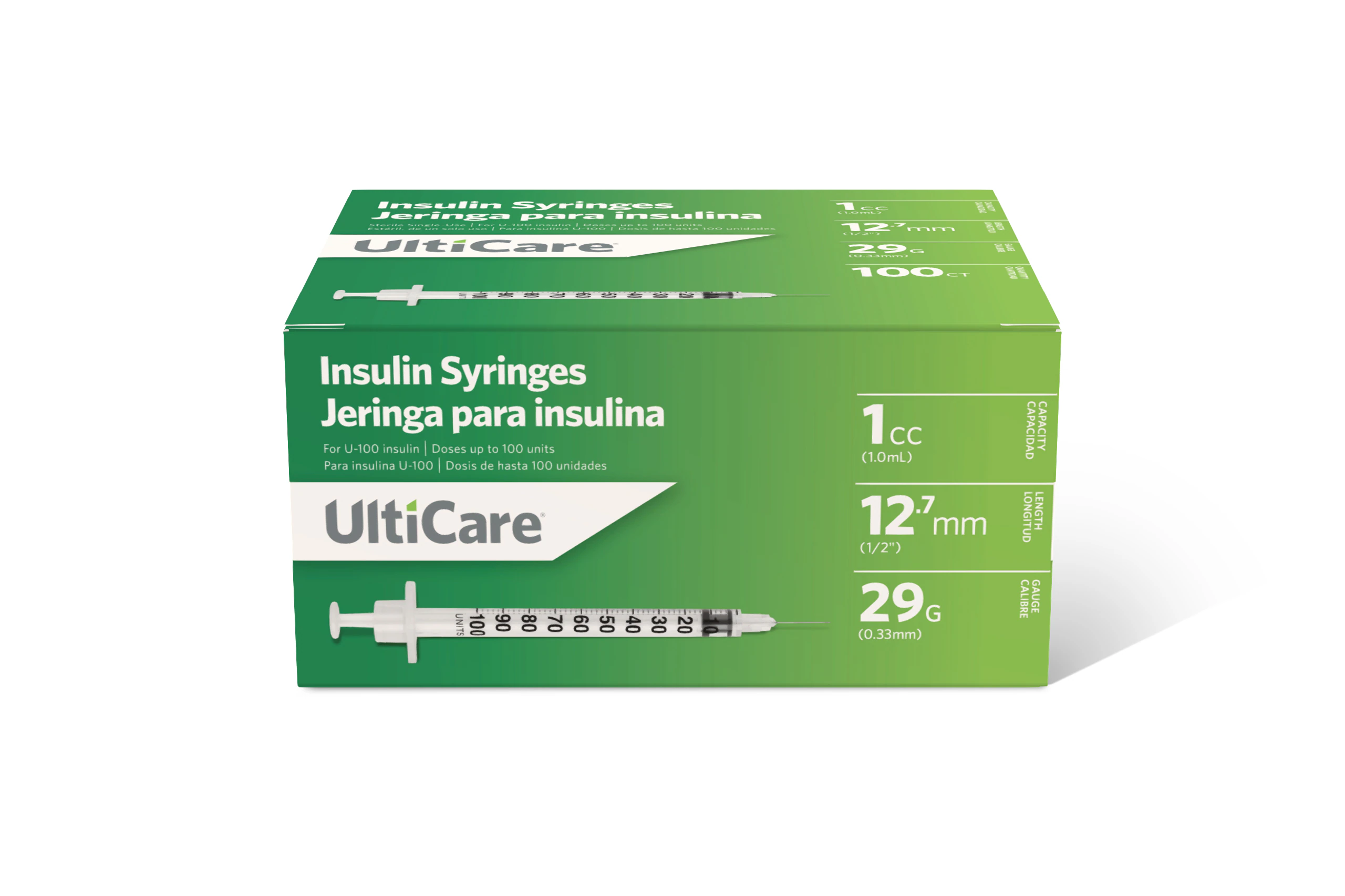 UltiCare U-100 Insulin Syringe with Needle, 29G x 1/2", 1 mL, Non-Safety, Low Dead Space, 500/Case