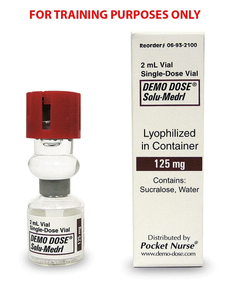 Pocket Nurse Demo Dose Solu-Medrl Simulated Medication Vial, 2 ml/125 mg, Sucralose/Water, Each