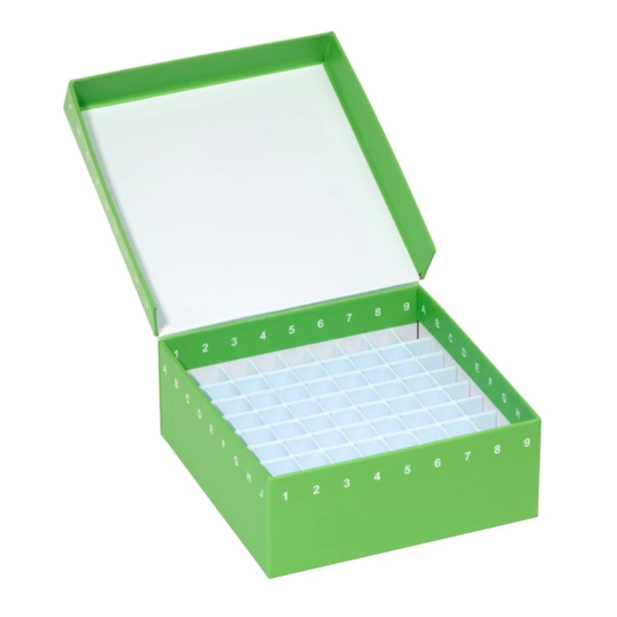 Celltreat Scientific Storage Box, Cardboard, Green, 81-Place, 10/Case