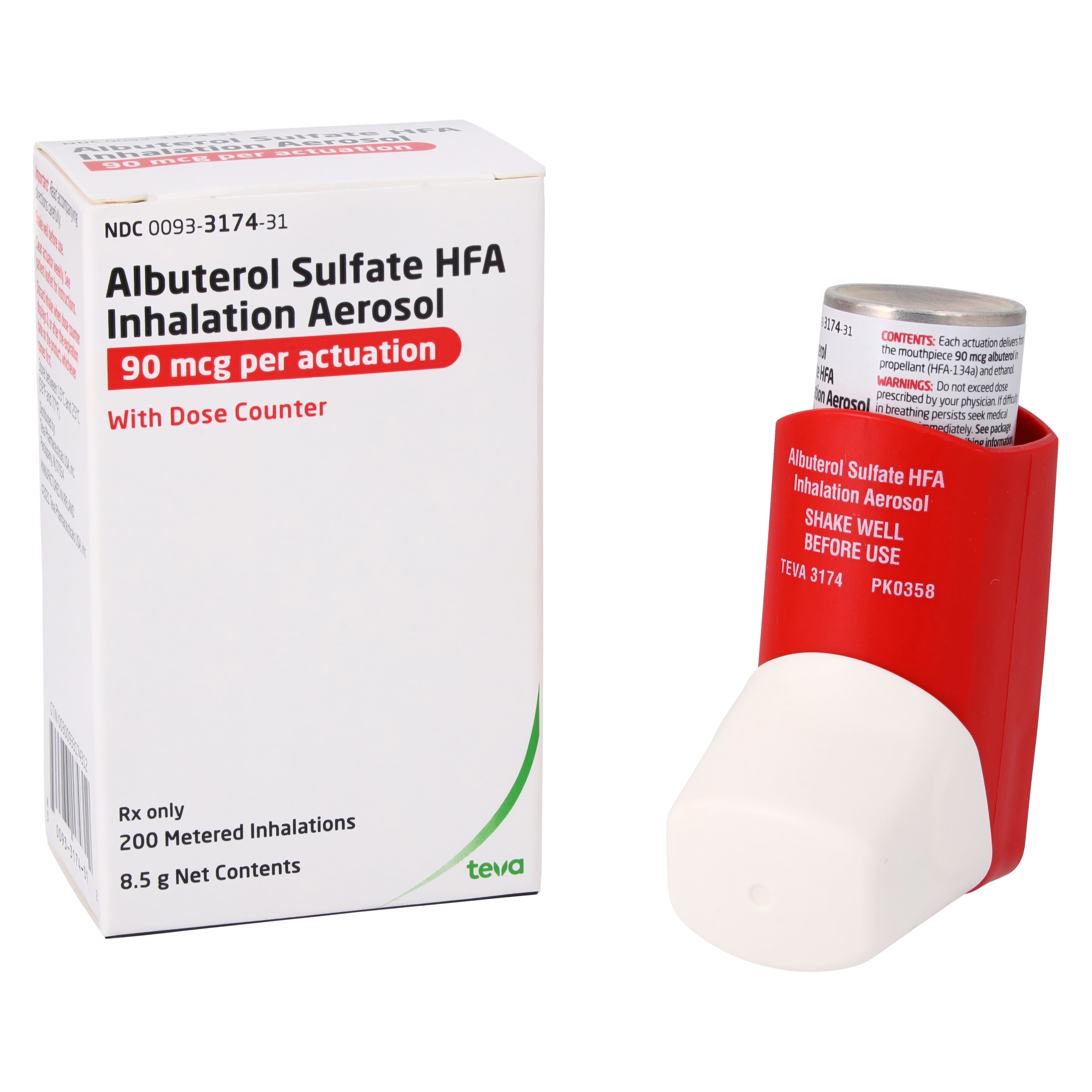 Albuterol Sulfate HFA Inhalation Aerosol 90mcg Inhaler 8.5g, Teva Pharmaceuticals, 01KT0J032GN6FR3WKNEGYNBG5V