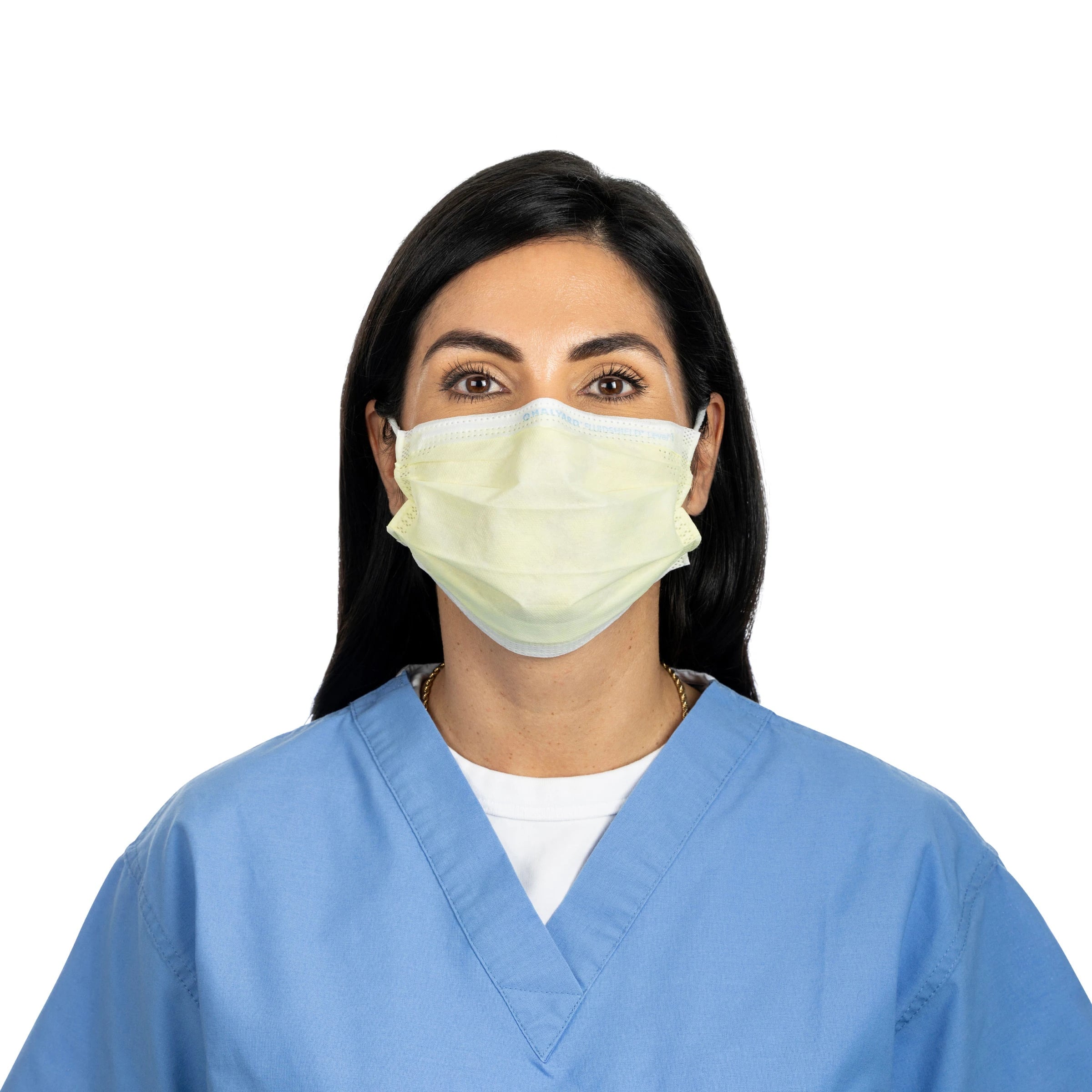Mask Procedure Level 1 HALYARD, ASTM F2100 Compliant, Ear Loops, Yellow, Single Use, Latex-Free, 500/Case