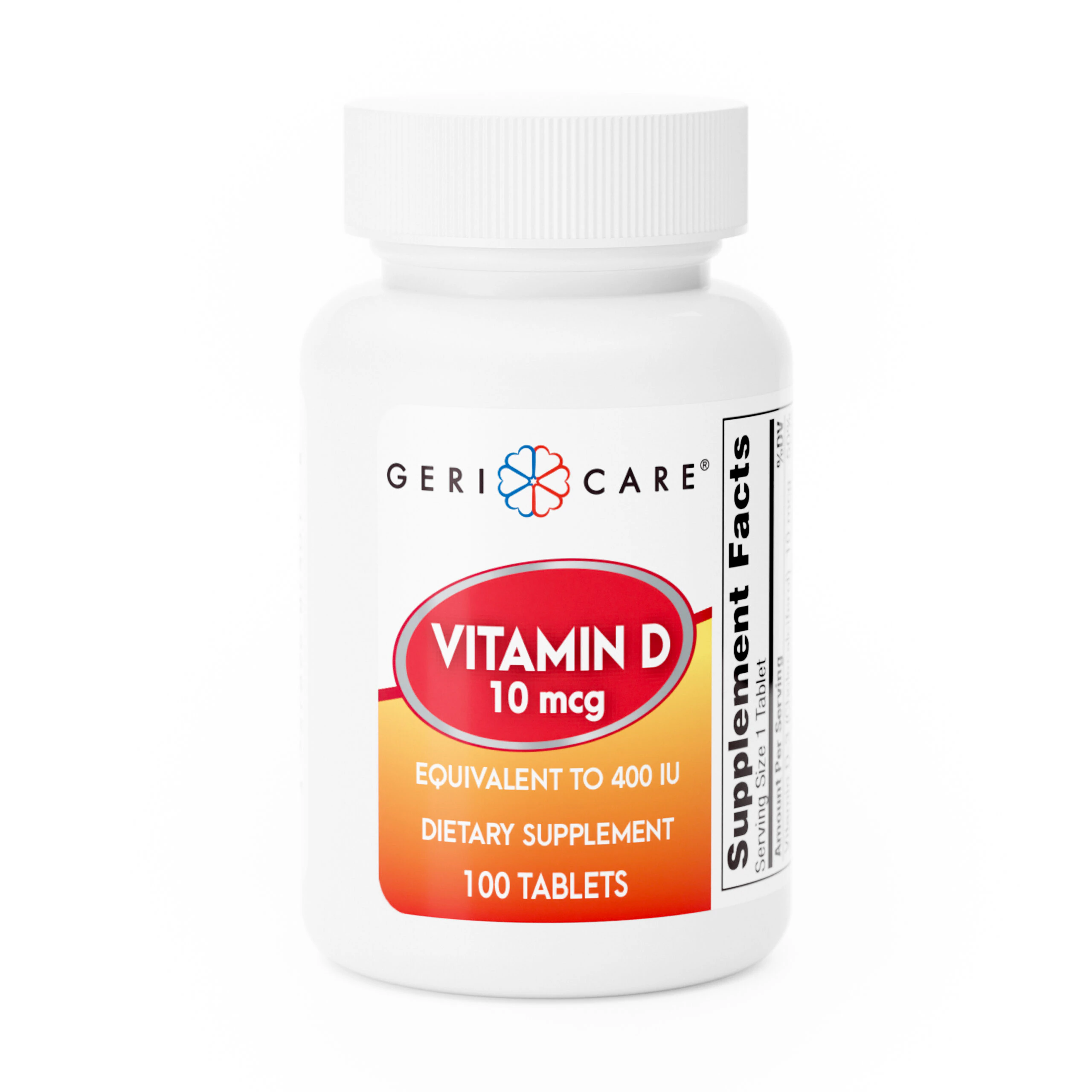 Geri-Care Vitamin D3 Tablets, 10 mcg (400 IU), 100 Count Bottle