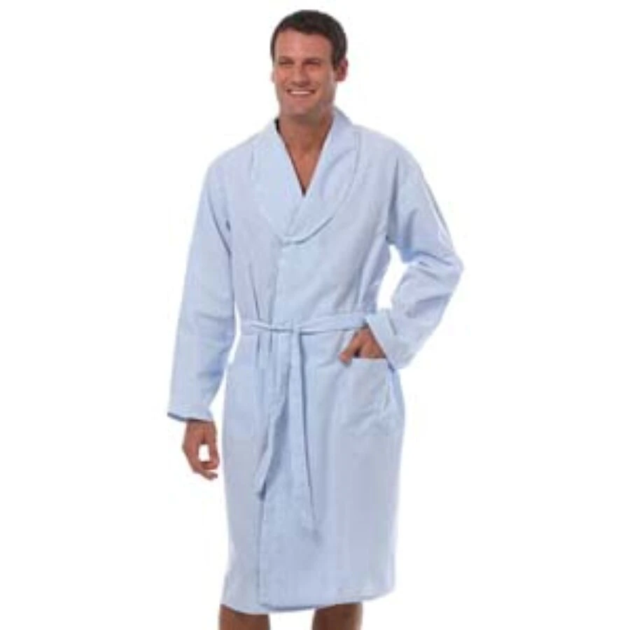 Fashion Seal Patient Exam Robe, Unisex X-Large, Blue Stripe, Polyester/Cotton Woven Seersucker, 46 in Collar, 2 Pockets, Reusable, 1/Each