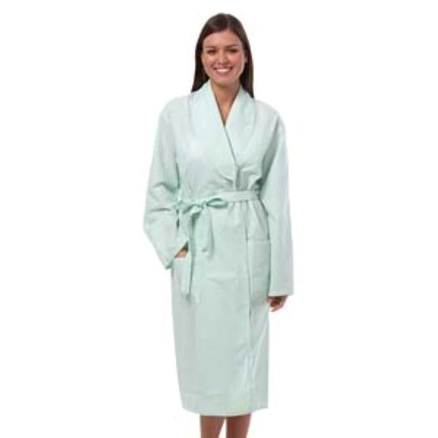Fashion Seal Patient Exam Robe, Unisex, Medium, Green Stripe, Polyester/Cotton Seersucker, 45 in, Reusable, 1/Each