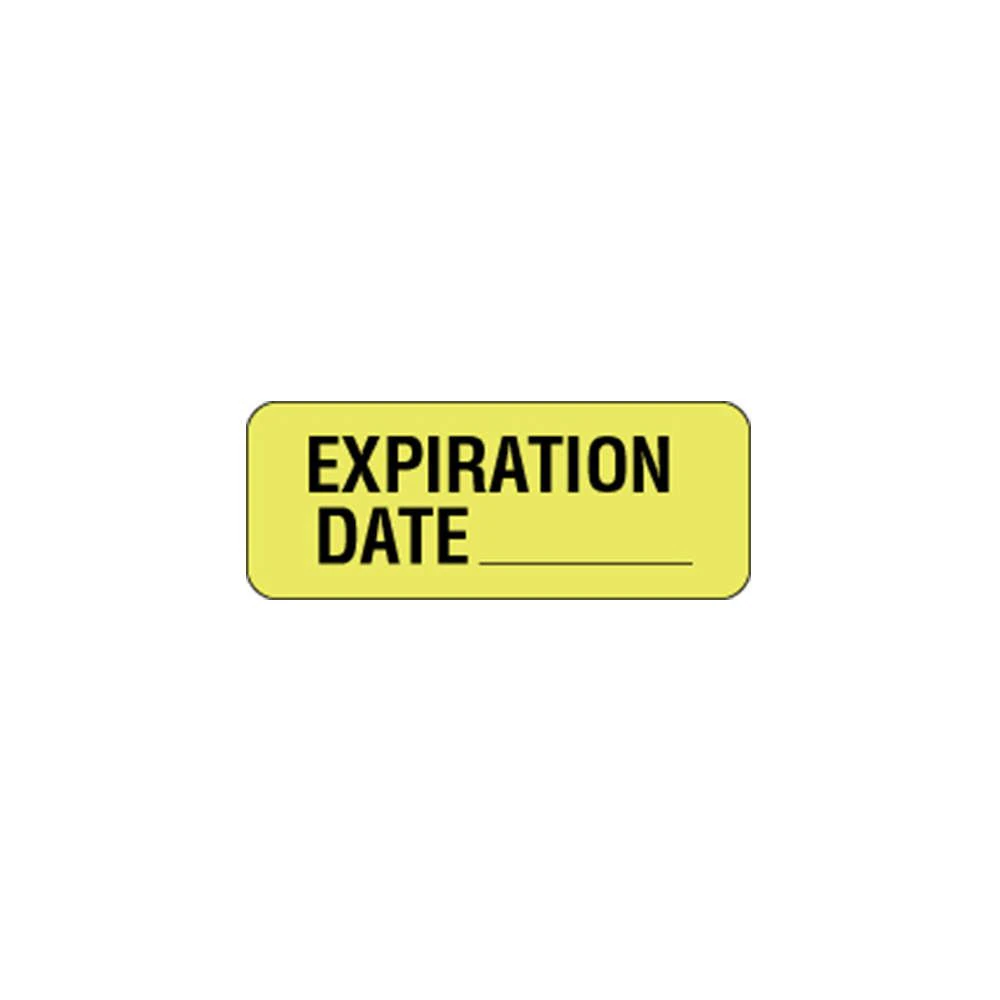 Precision Dynamics Expiration Date Labels, Fluorescent Yellow, 2-1/4" x 7/8", 1000/Roll
