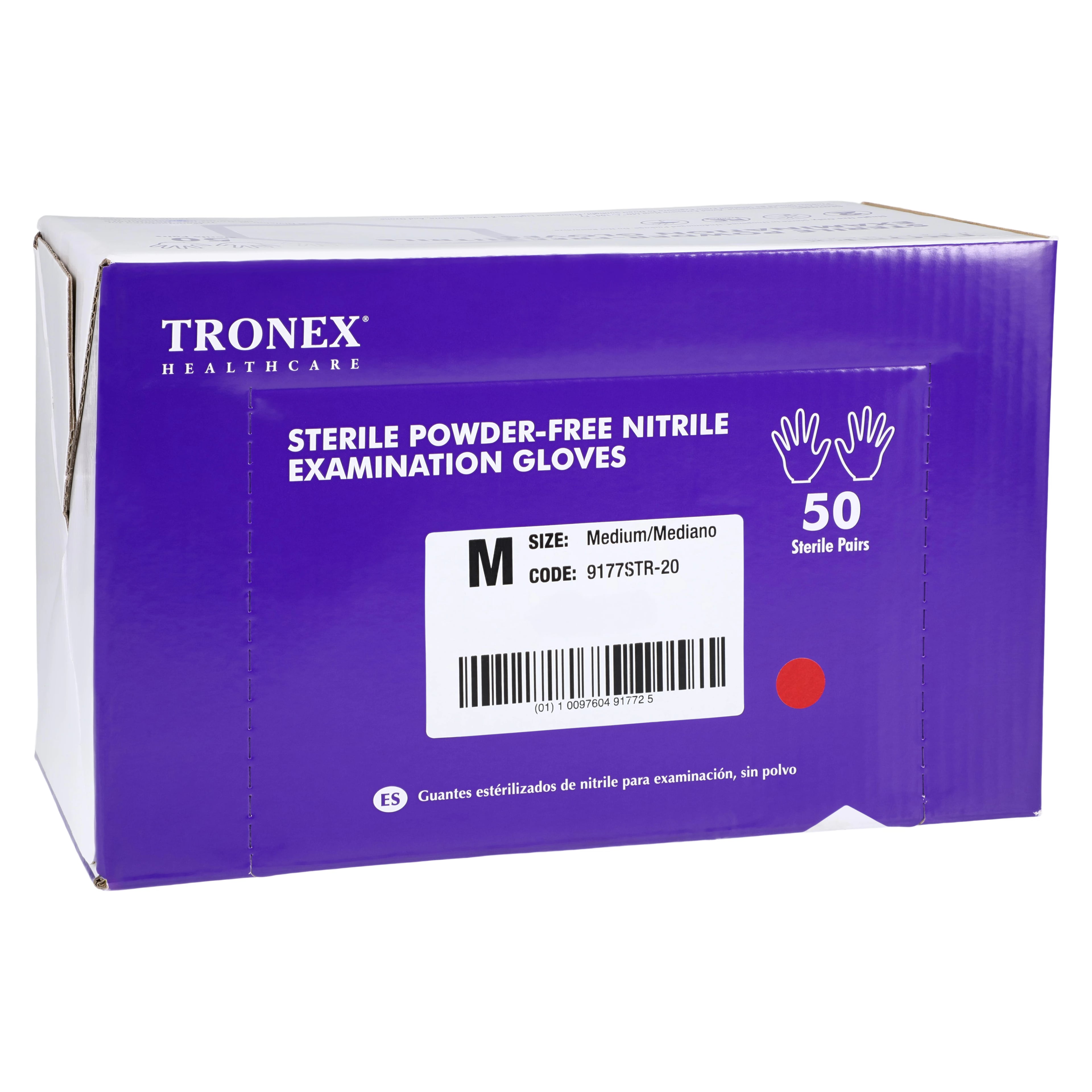 Tronex International Nitrile Exam Gloves, Powder Free, Sterile, Medium, Blue, 200/Case