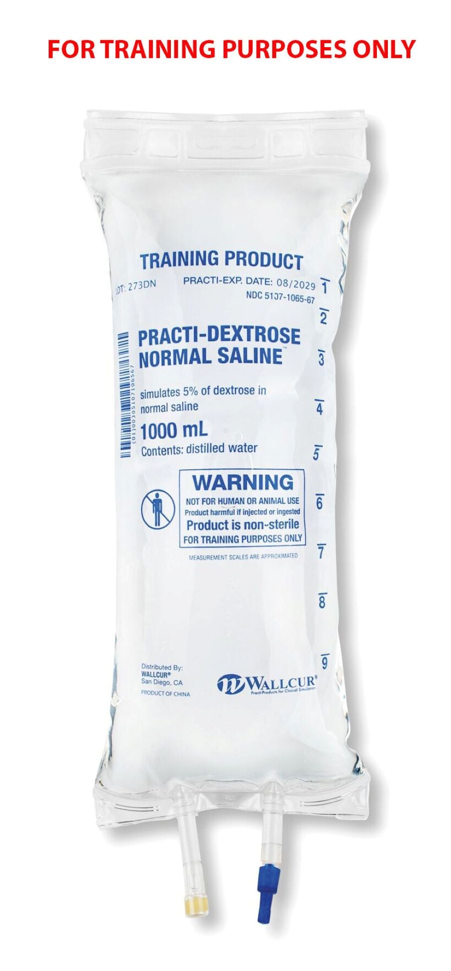 Practi-Dextrose 5% Simulated IV Fluid, 1000mL Bag, Training Only