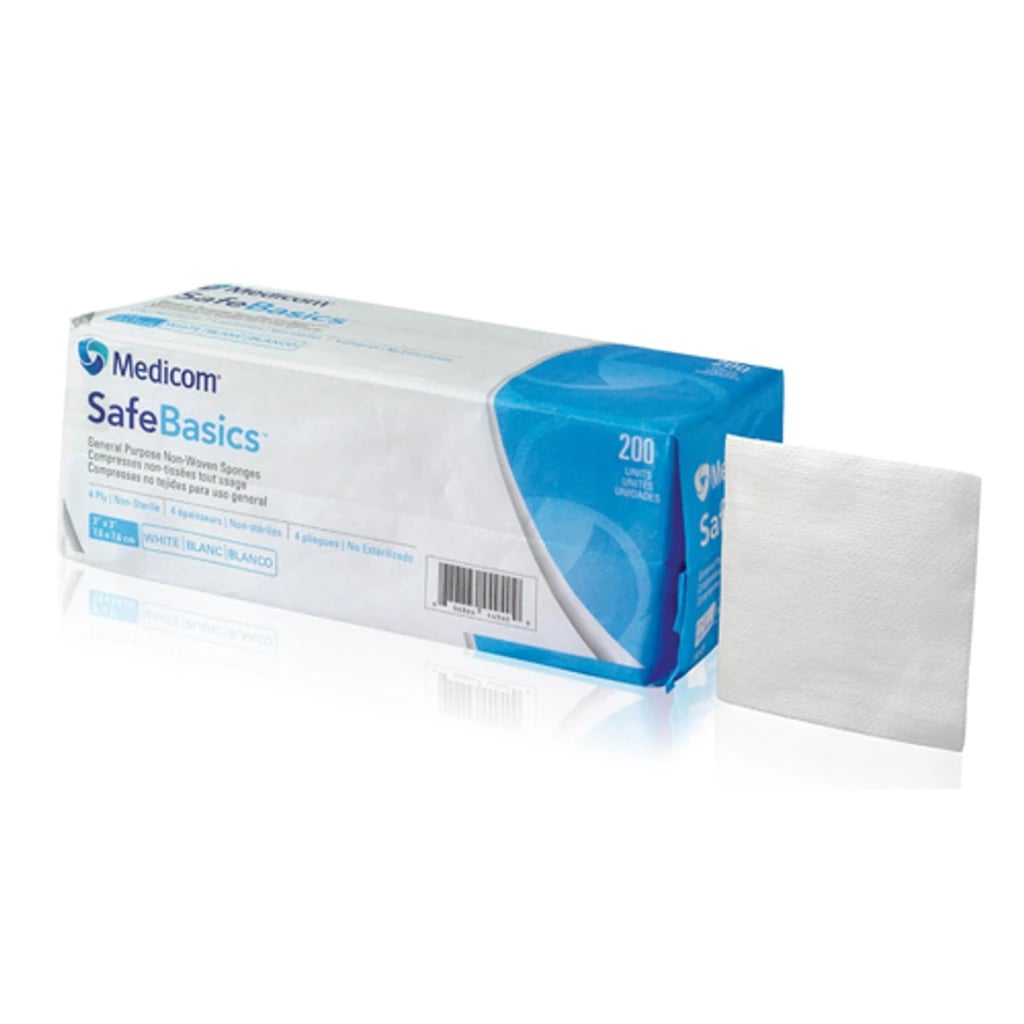 SafeBasics General Purpose Non-Woven Sponges, 3" x 3", 4-Ply, Non-Sterile, Case of 4000 (200/Sleeve, 20 Sleeves/Case), 2103-CH