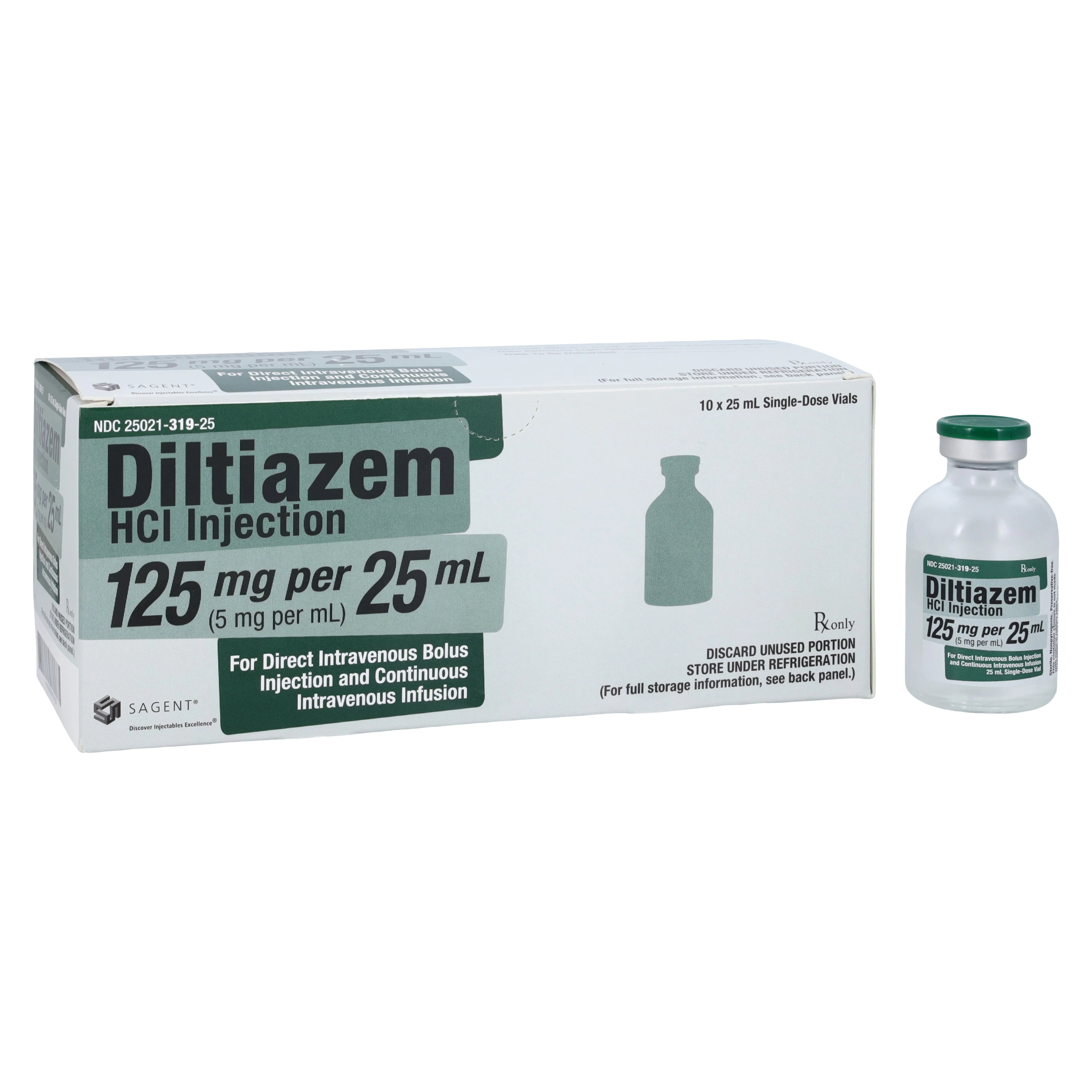 Diltiazem HCl Injection, 5 mg/mL, Single-Dose Vial, 25 mL, 10/Package